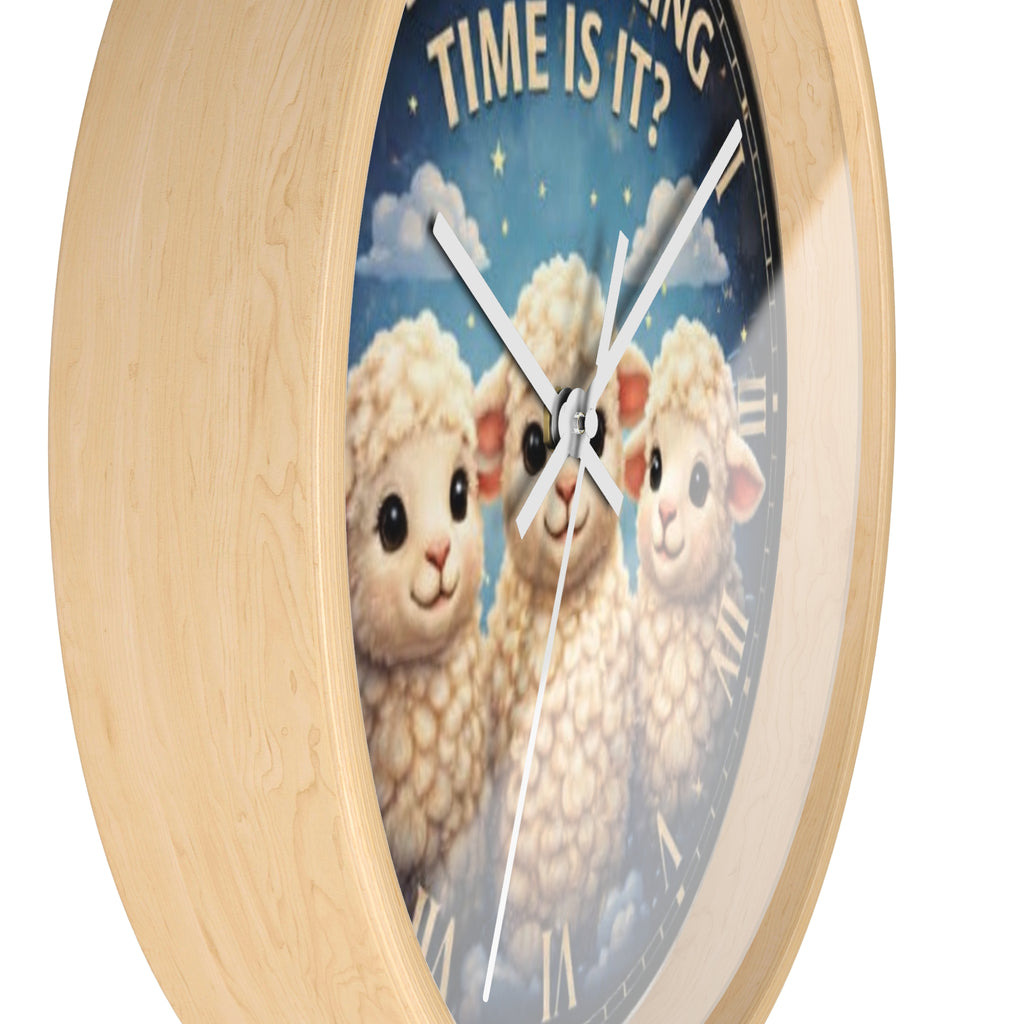 What Flocking Time Is It? Cute Lamb Wall Clock — Nursery Farm Animal Decor
