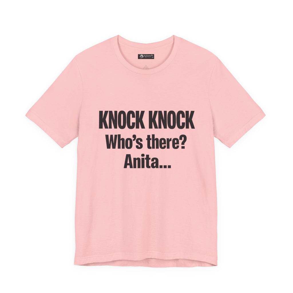Knock Knock Who's There? Anita… Funny Joke Tee — "I Need a Flocking Maid" Back-Print T-Shirt