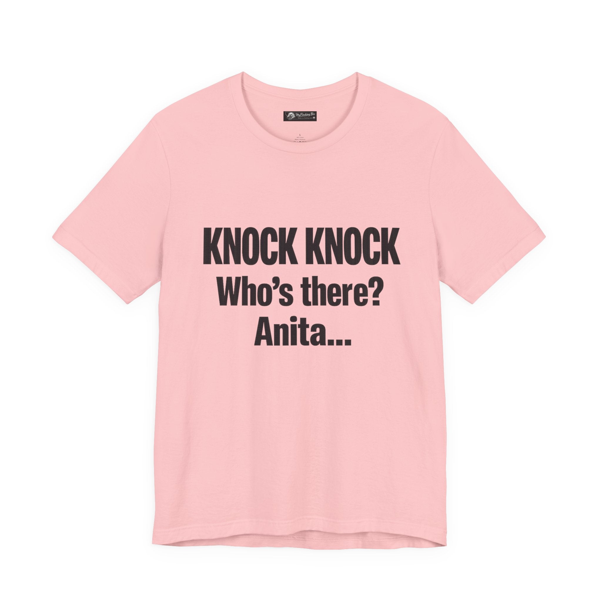 Knock Knock Who's There? Anita… Funny Joke Tee — "I Need a Flocking Maid" Back-Print T-Shirt