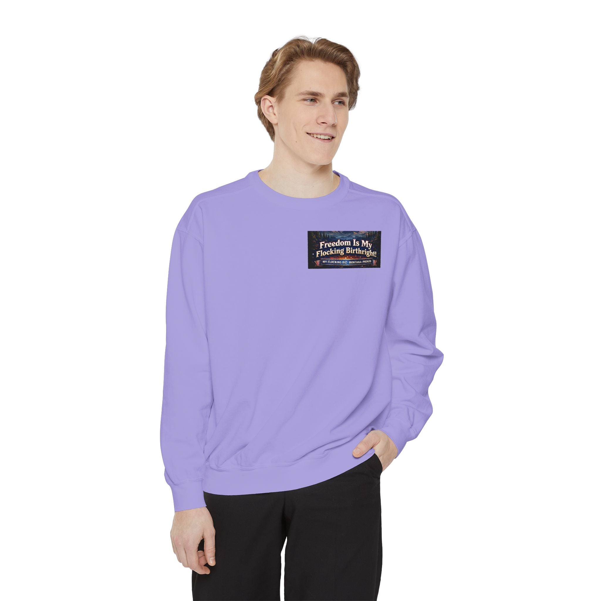 Freedom Is My Flocking Birthright Sweatshirt — Eagle & Fireworks Patriotic Crewneck