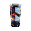 Happy Flocking 4th of July day and night Eagle Tumbler - 20oz Patriotic Fireworks Travel Cup