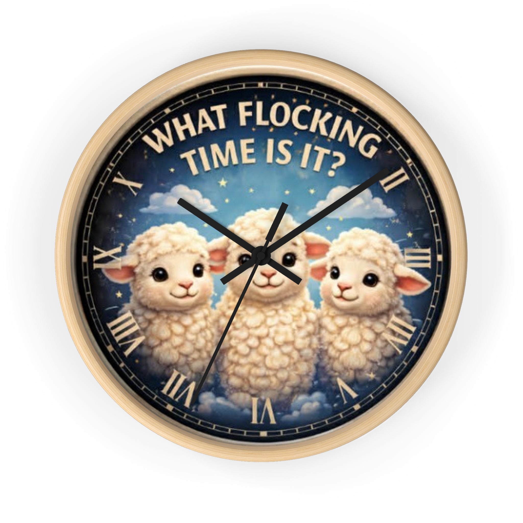 What Flocking Time Is It? Cute Lamb Wall Clock — Nursery Farm Animal Decor