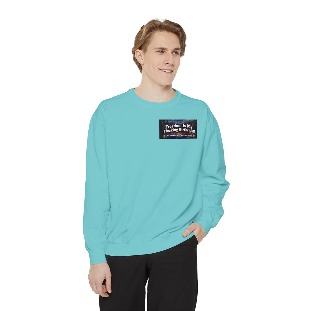 Freedom Is My Flocking Birthright Sweatshirt — Eagle & Fireworks Patriotic Crewneck