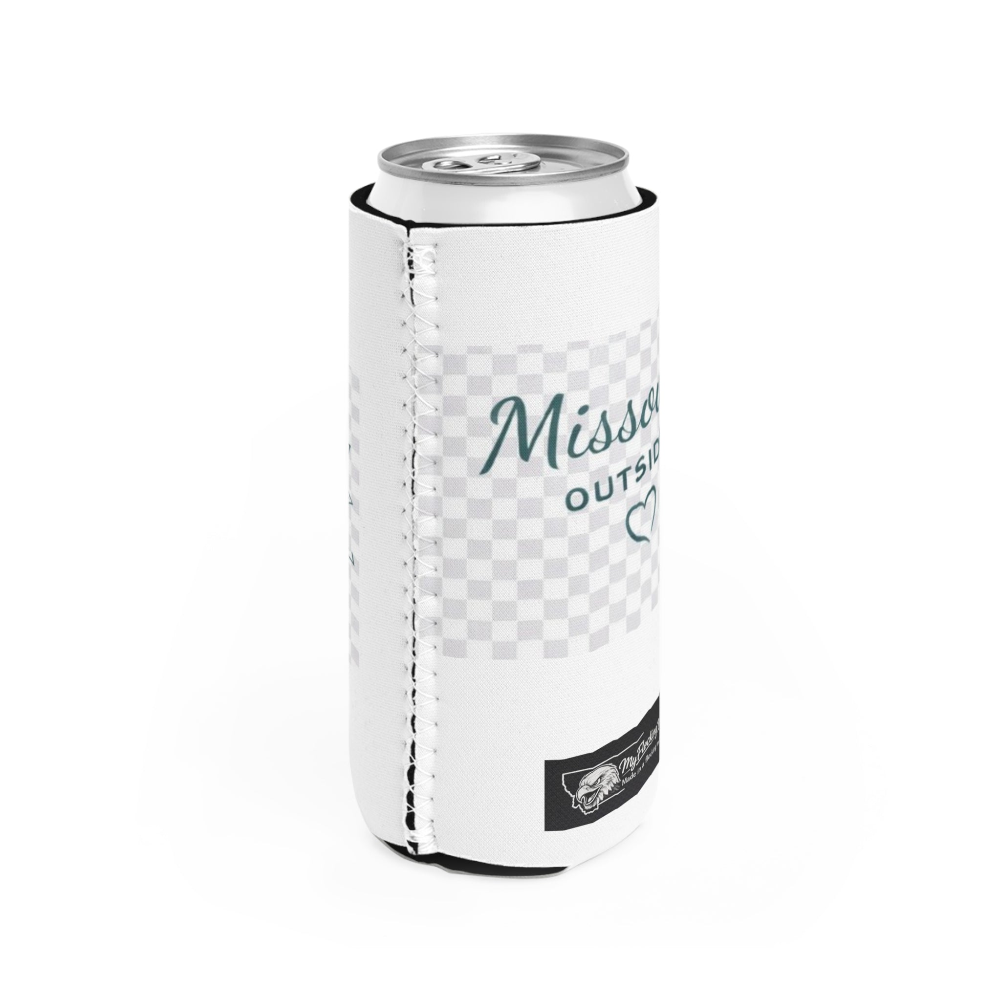 Missoula is Outside Montana Slim Can Cooler – Montana Map Heart Can Cooler for Outdoor Lovers