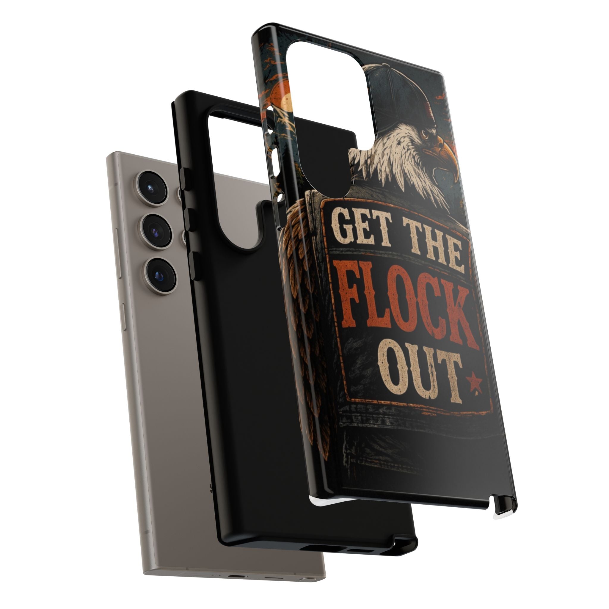 Phone Case — 'Get the Flock Out' Eagle Design Rugged Protective Cover