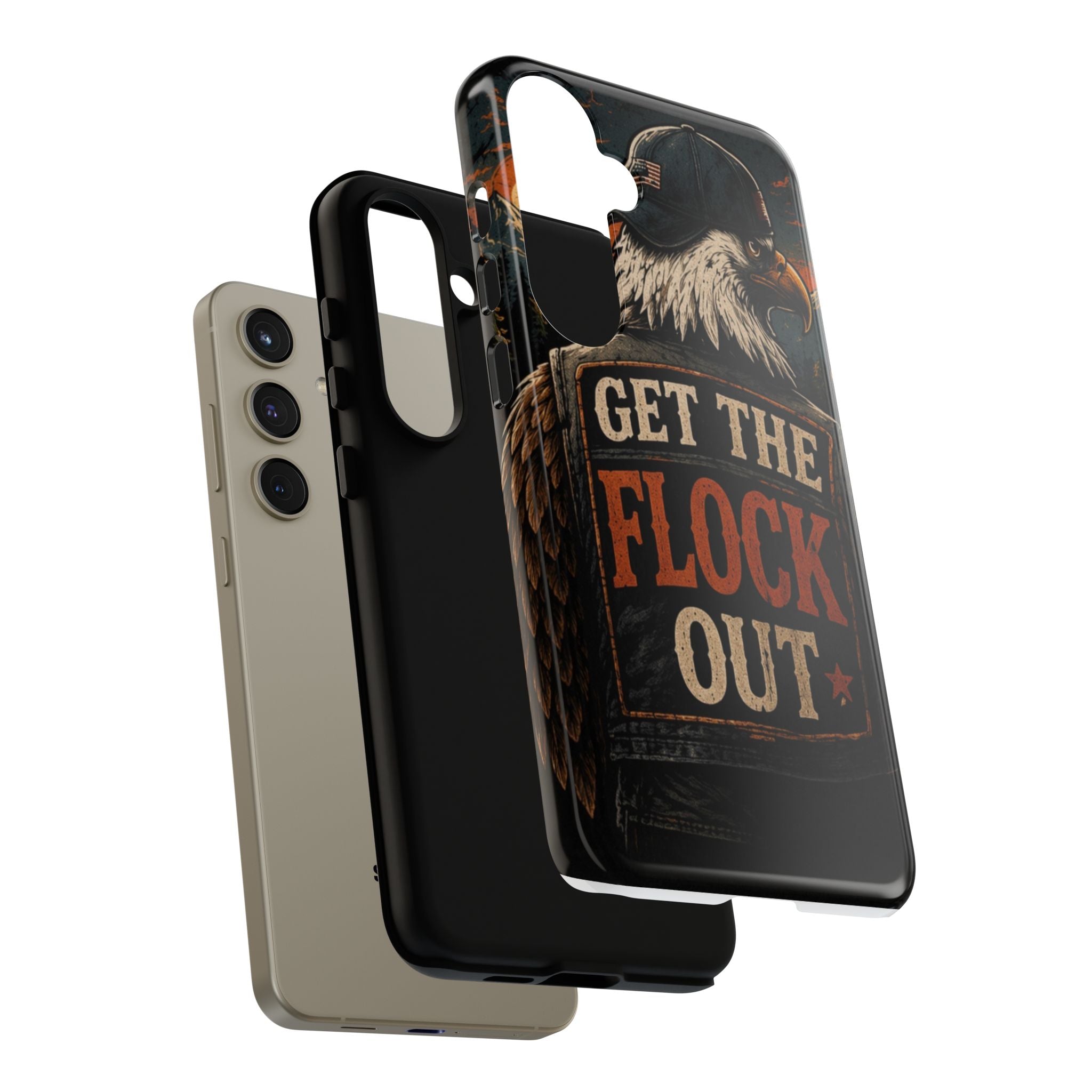 Phone Case — 'Get the Flock Out' Eagle Design Rugged Protective Cover