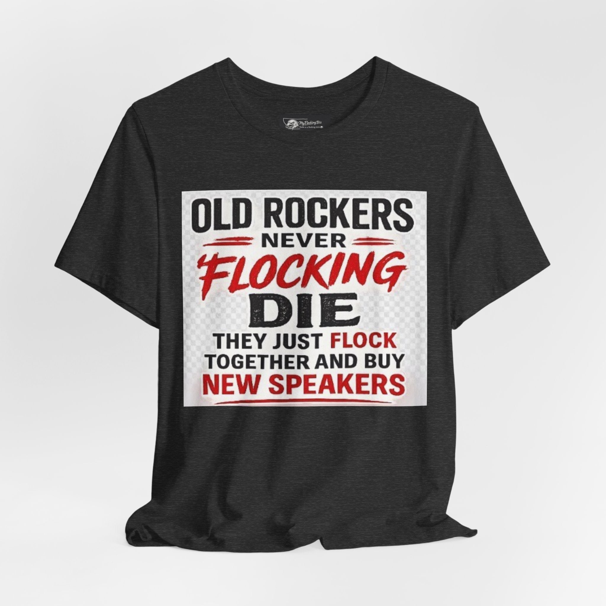 Rockers Never Die Graphic Tee — "Old Rockers Never Flocking Die" Vintage Music T-Shirt