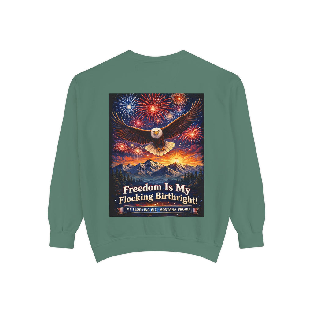 Freedom Is My Flocking Birthright Sweatshirt — Eagle & Fireworks Patriotic Crewneck