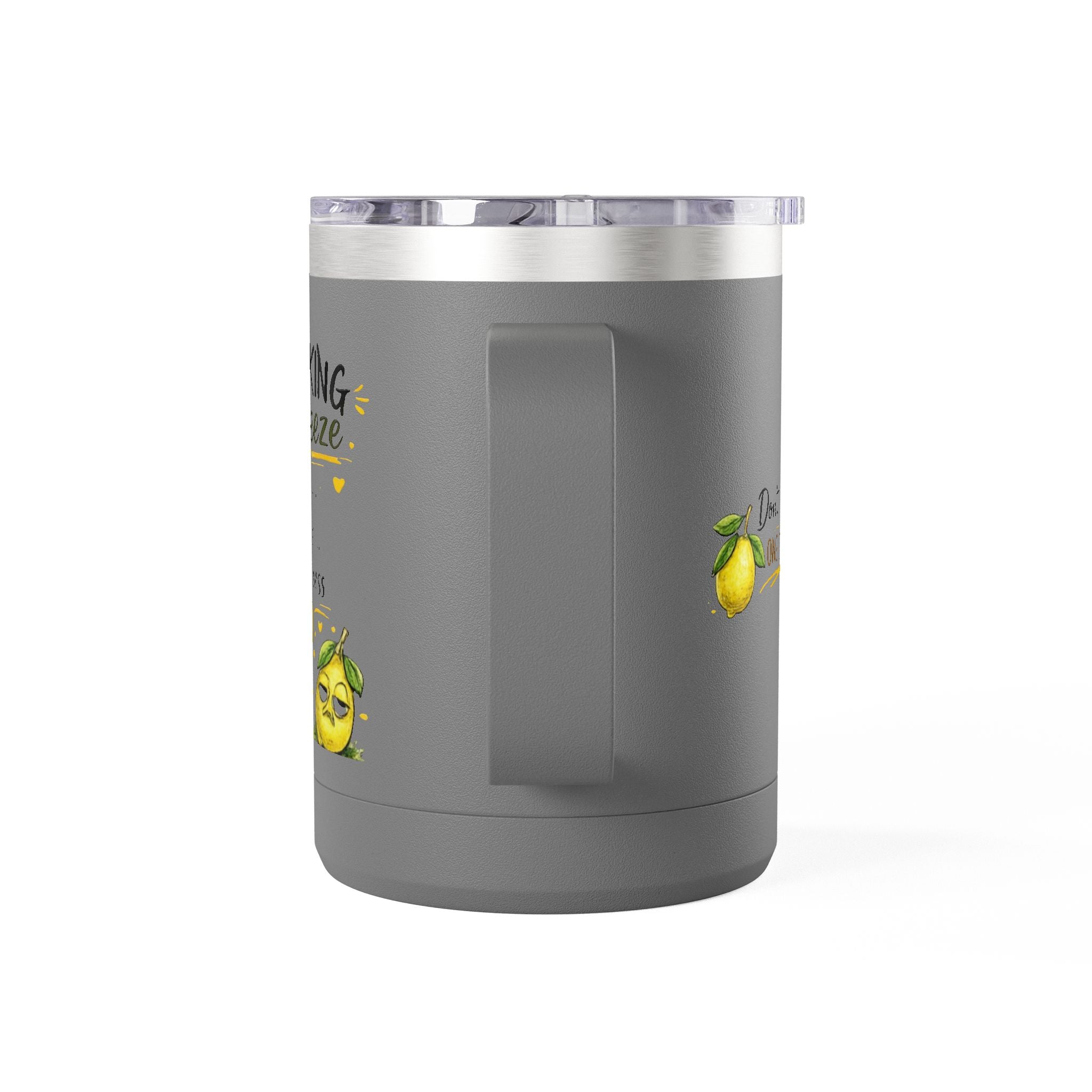 Flocking Squeeze 15oz Insulated Coffee Mug Tumbler – Cute Lemon Pun Gift