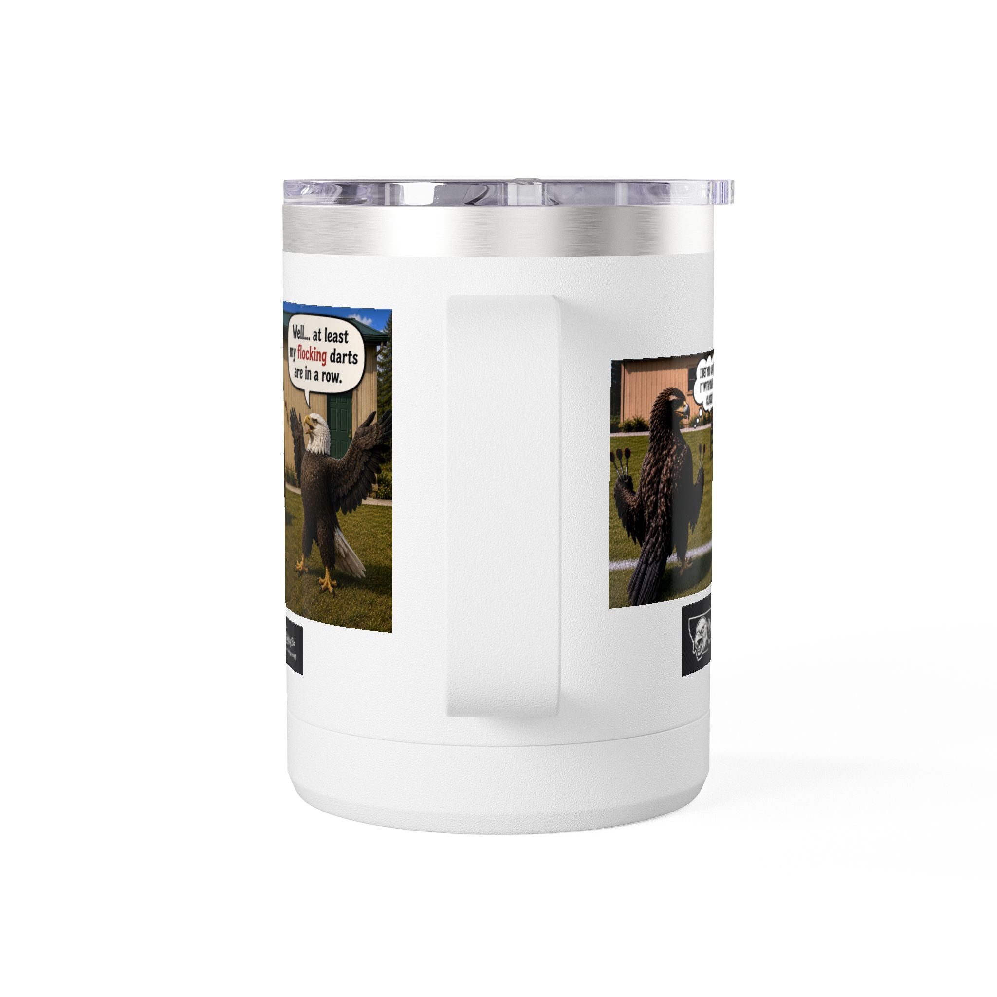 15oz Funny Turkey Dartboard Coffee Tumbler – "Well... at least my flocking darts are in a row"