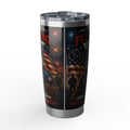 A Flocking Proud Patriotic Flag & Soldier 20oz Tumbler - "Fighting For My Country, I Found Freedom"