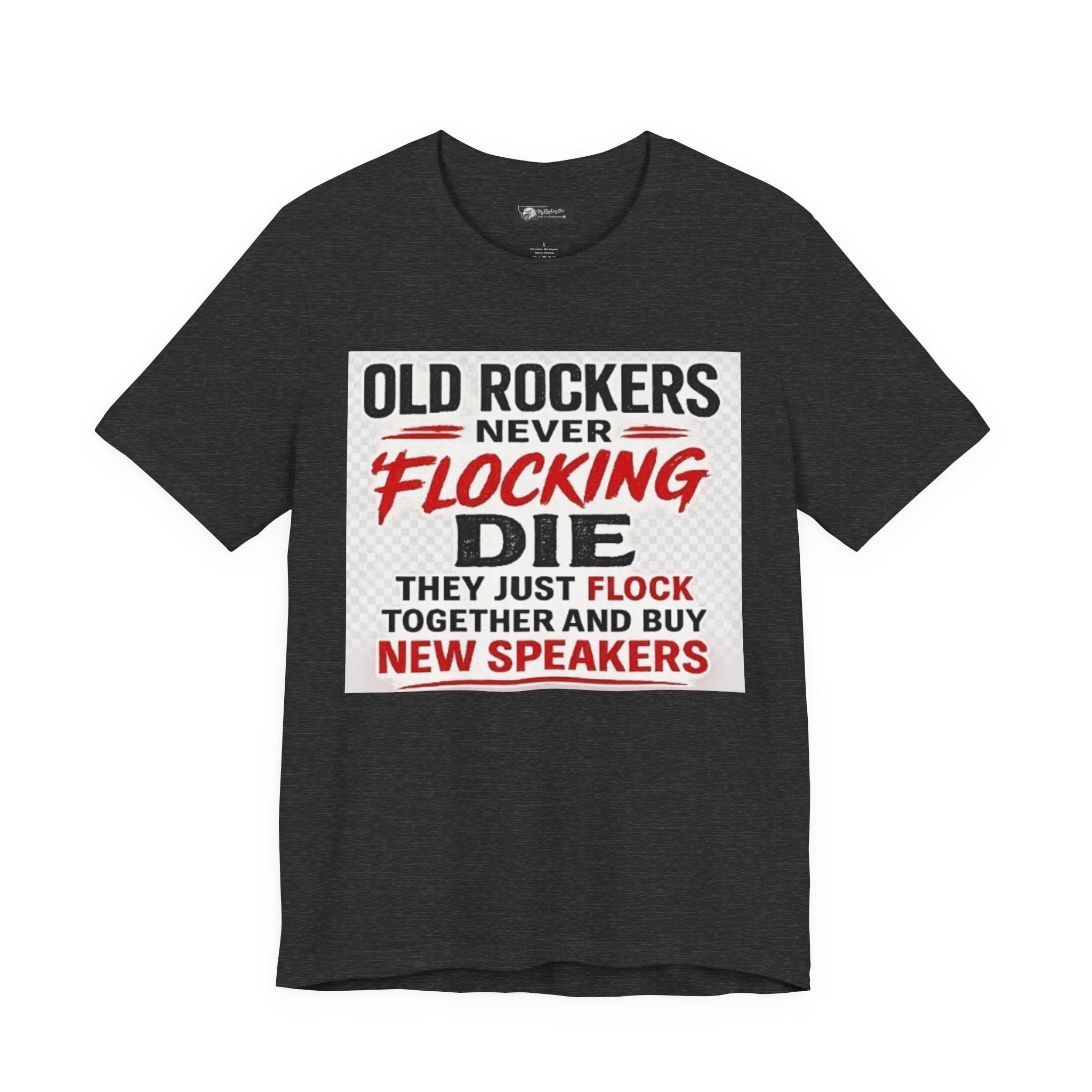 Rockers Never Die Graphic Tee — "Old Rockers Never Flocking Die" Vintage Music T-Shirt