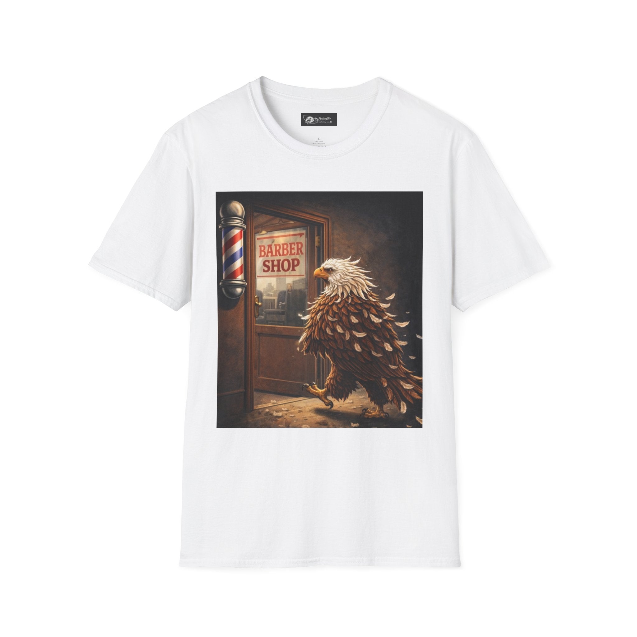 Barber Shop Eagle T-Shirt — "Some of You Are Gonna Get Cut" Graphic Tee