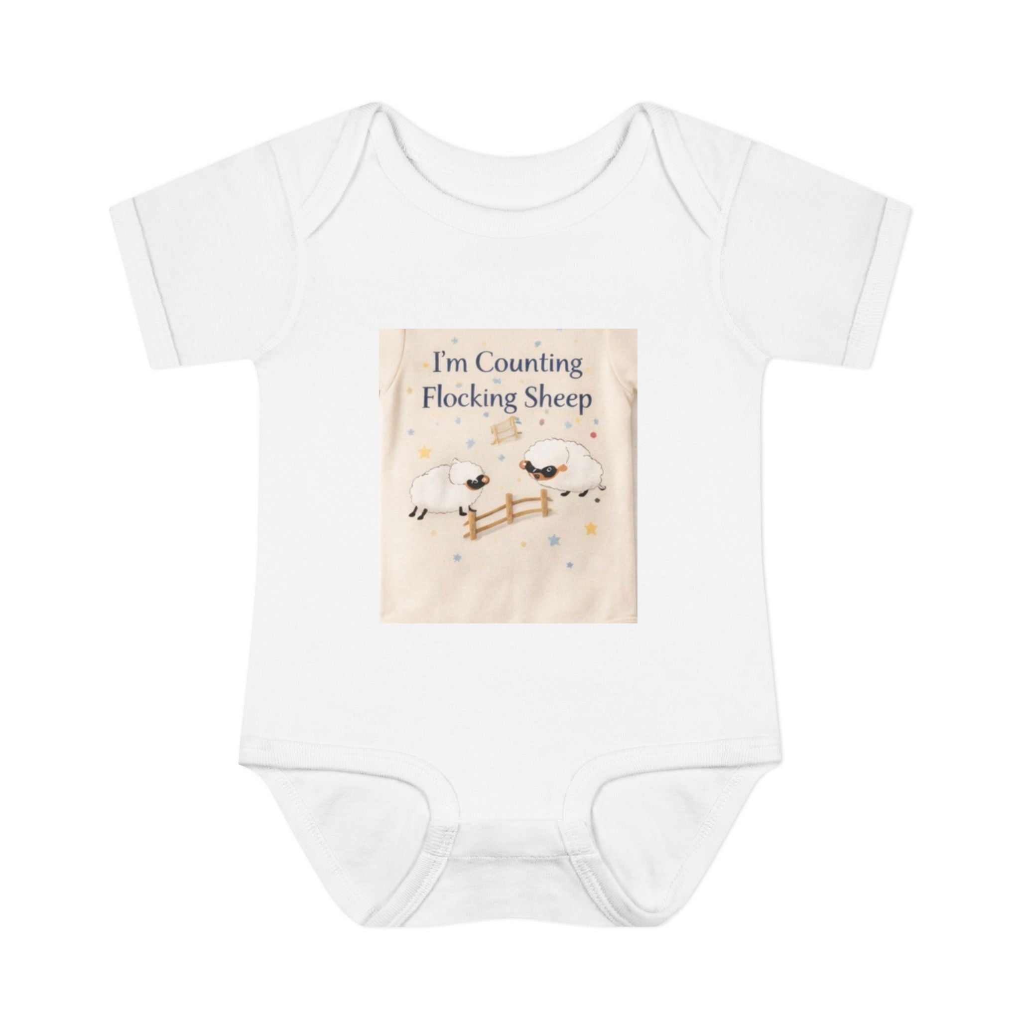Infant Bodysuit “I'm Counting Flocking Sheep” Cute Baby Sleepwear