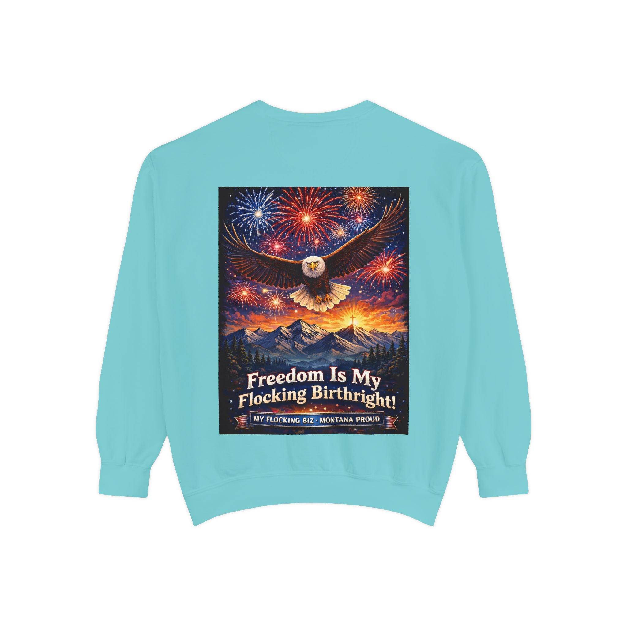 Freedom Is My Flocking Birthright Sweatshirt — Eagle & Fireworks Patriotic Crewneck