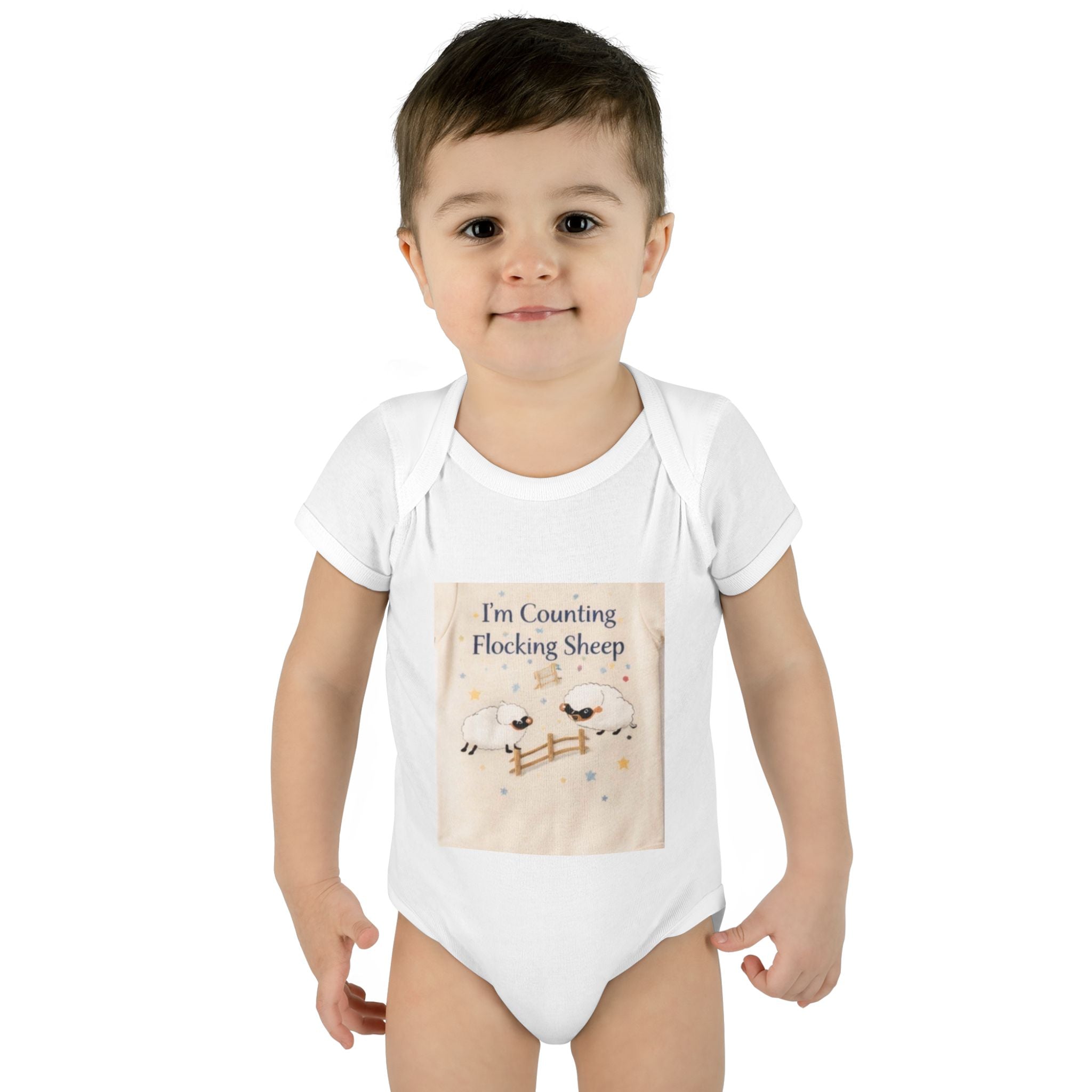 Infant Bodysuit “I'm Counting Flocking Sheep” Cute Baby Sleepwear