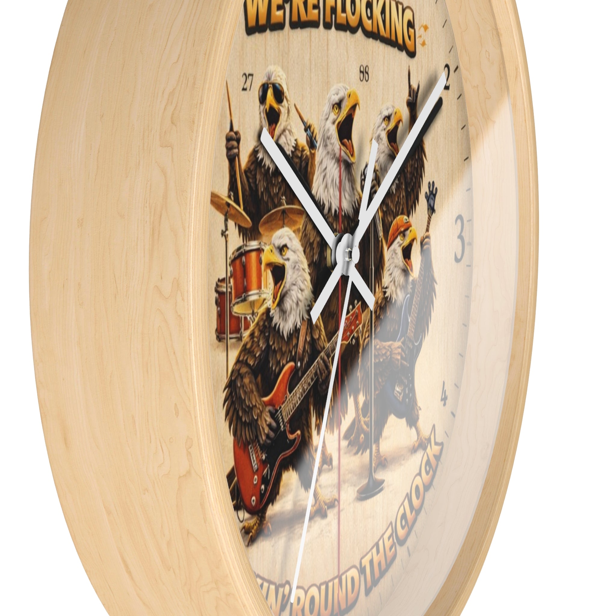 Wall Clock - 'We're Flocking Rockin' Round the Clock' Eagle Band Retro Wall Clock