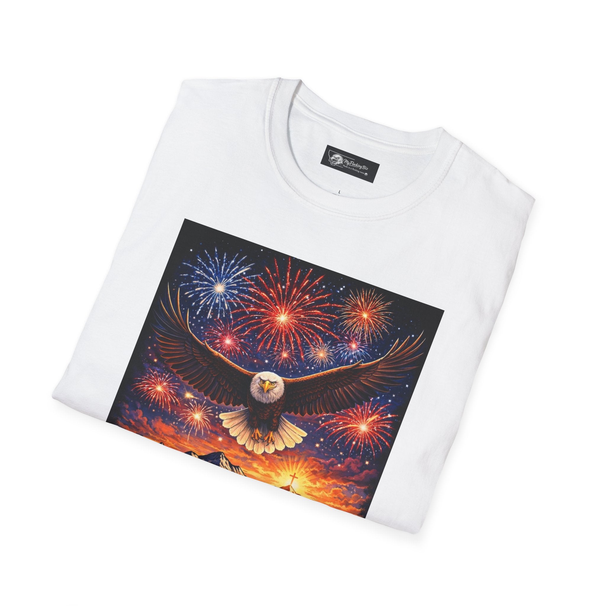 Freedom Is My Flocking Birthright eagle fireworks T-Shirt | Patriotic July 4th design