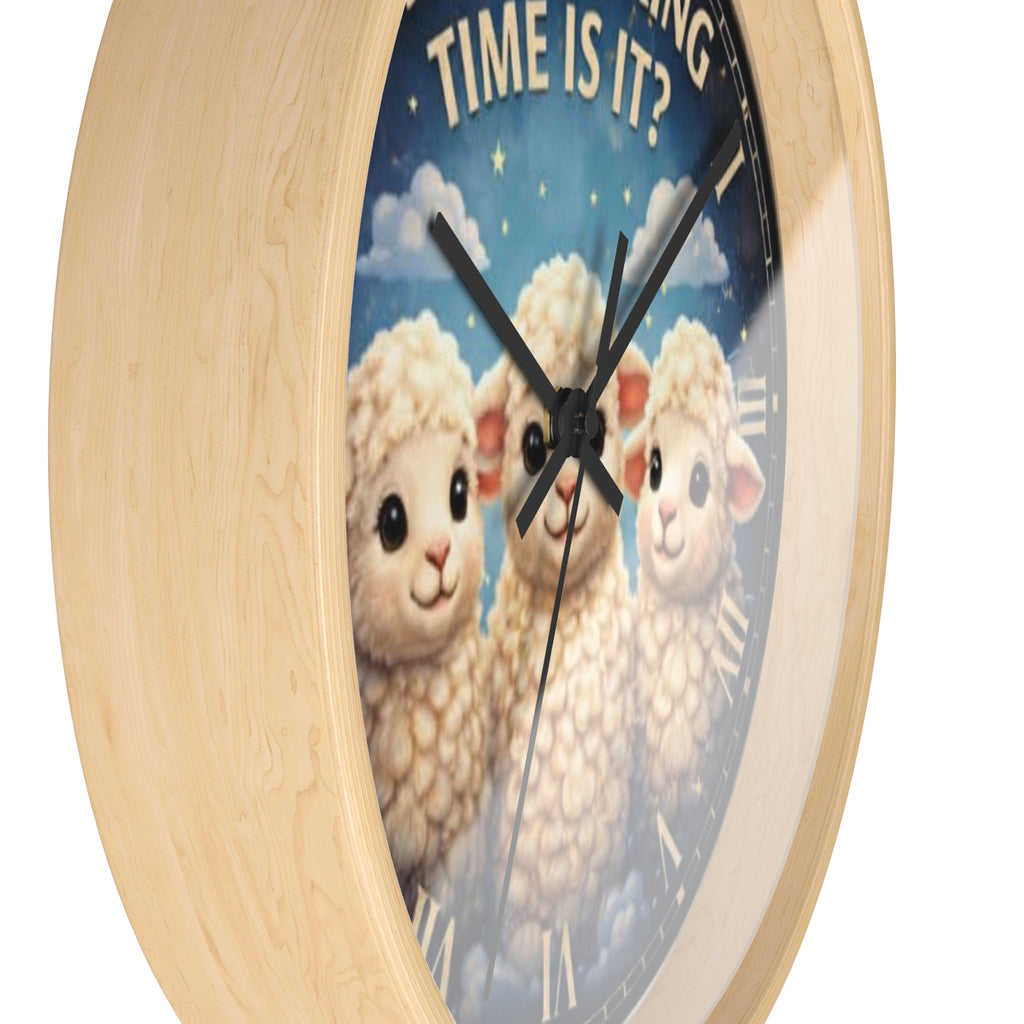 What Flocking Time Is It? Cute Lamb Wall Clock — Nursery Farm Animal Decor