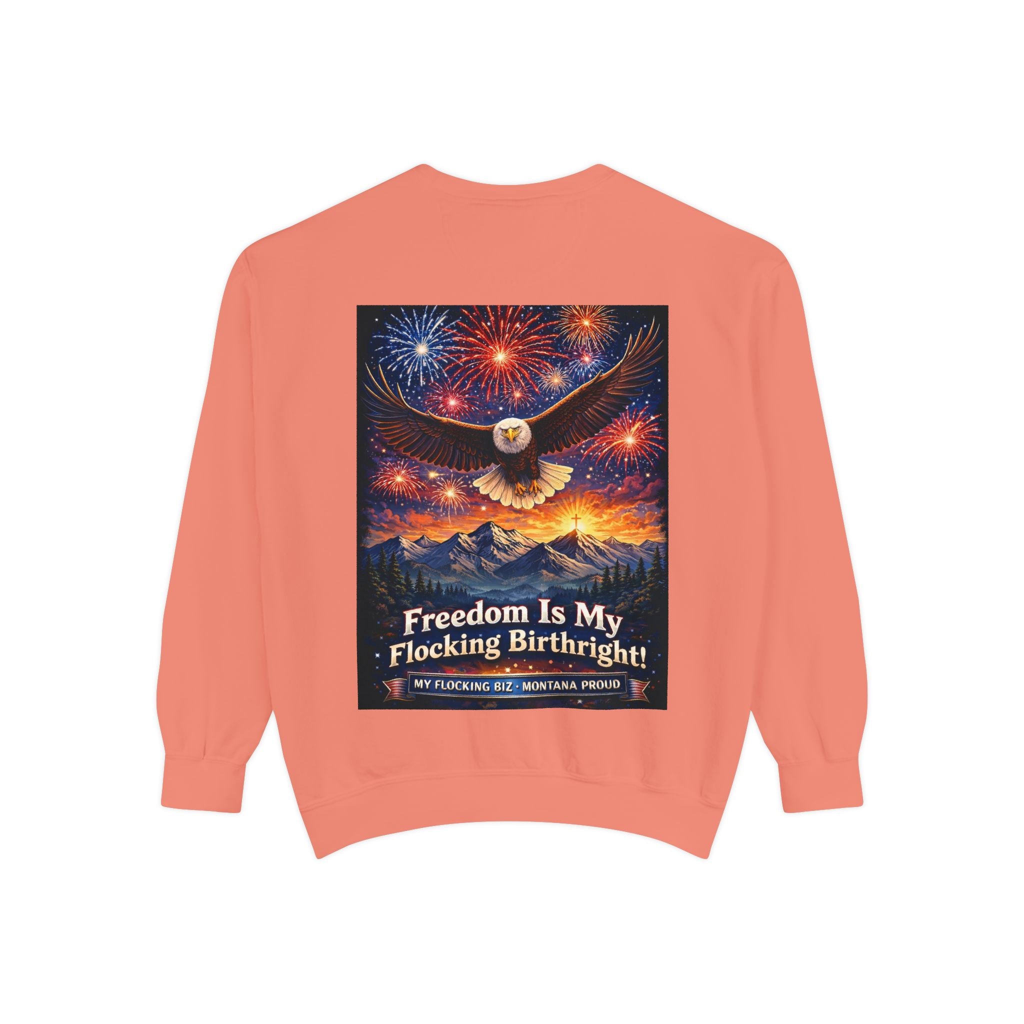 Freedom Is My Flocking Birthright Sweatshirt — Eagle & Fireworks Patriotic Crewneck