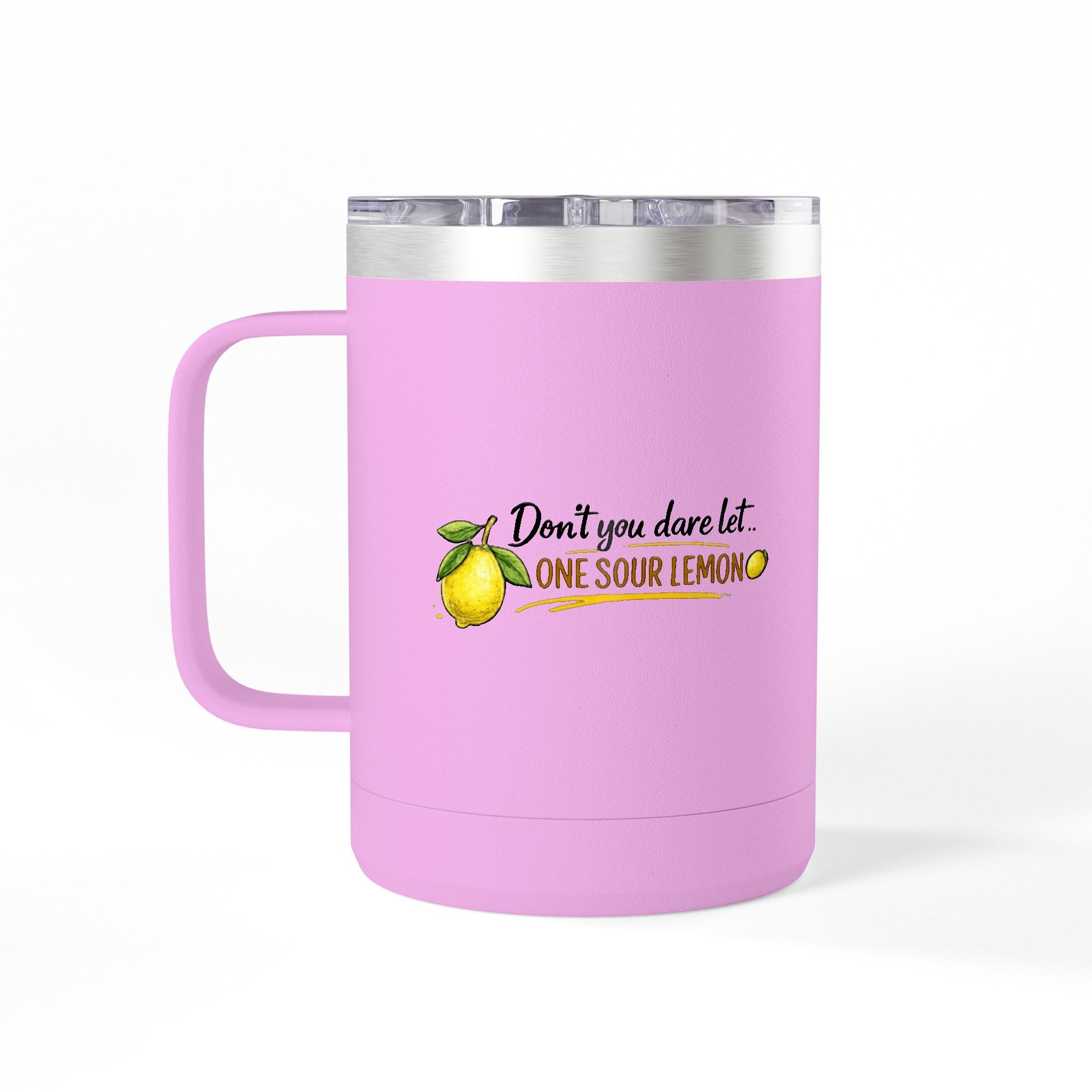 Flocking Squeeze 15oz Insulated Coffee Mug Tumbler – Cute Lemon Pun Gift