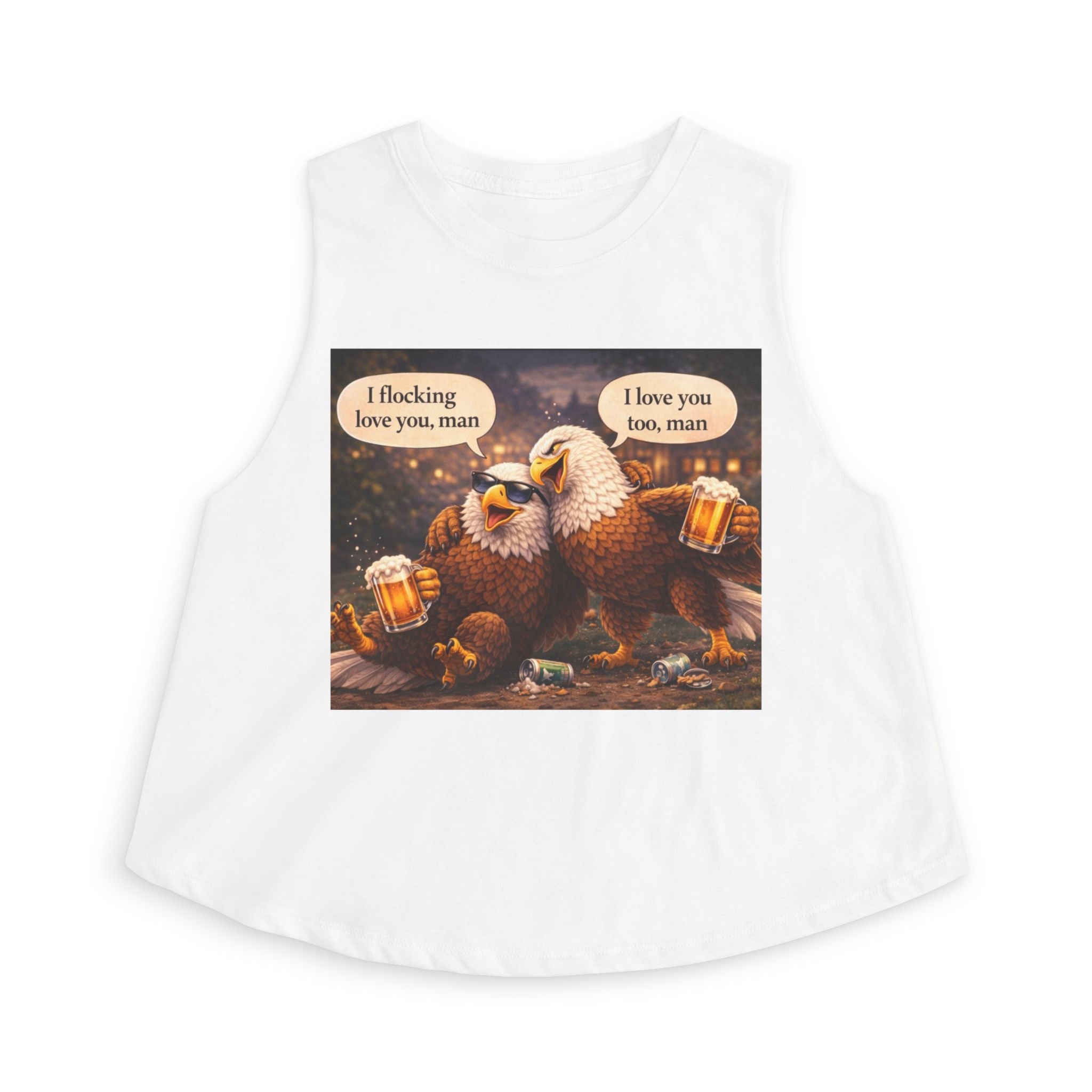 Eagle Beer Buddies Crop Top – "I flocking love you, man" Cute Pun Graphic