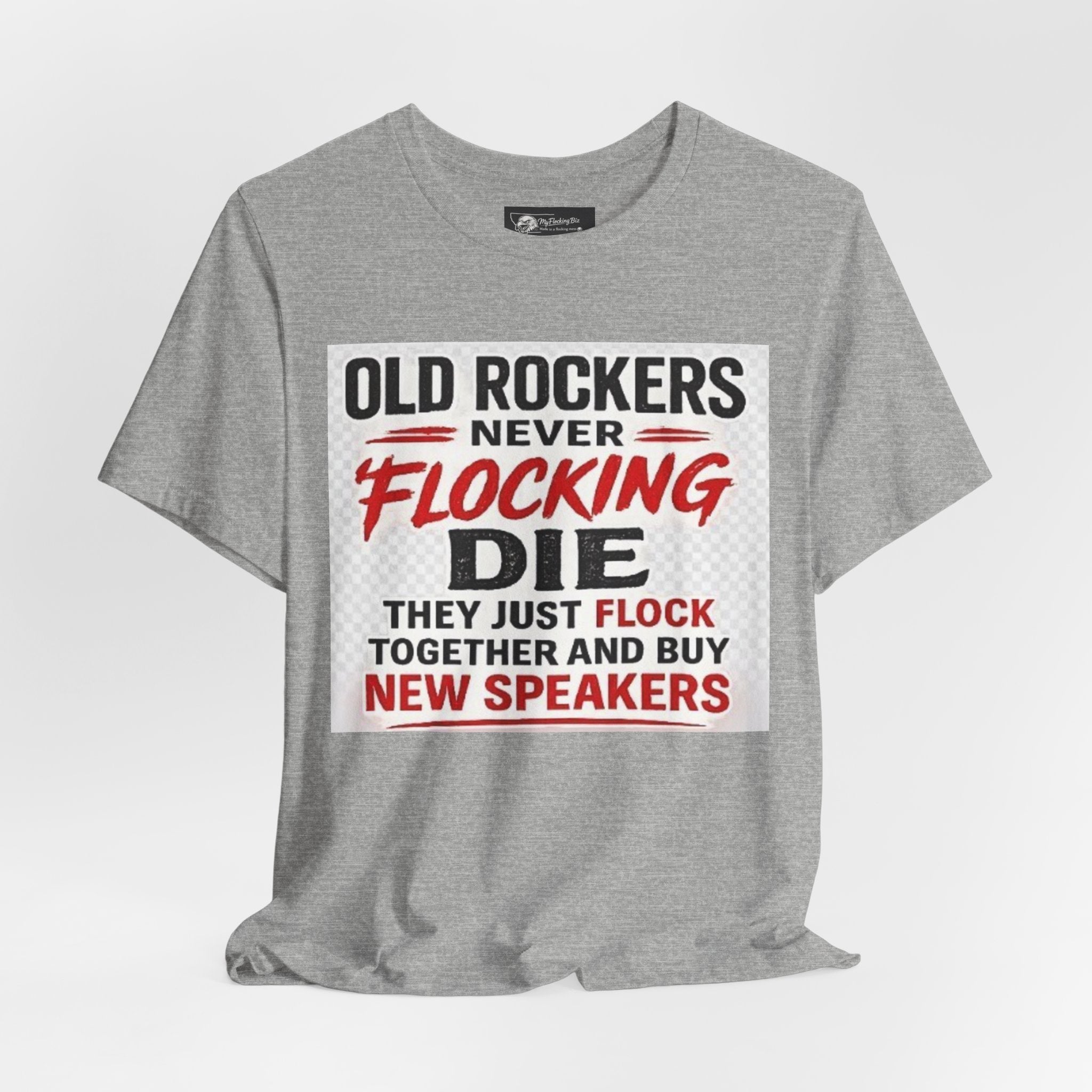 Rockers Never Die Graphic Tee — "Old Rockers Never Flocking Die" Vintage Music T-Shirt