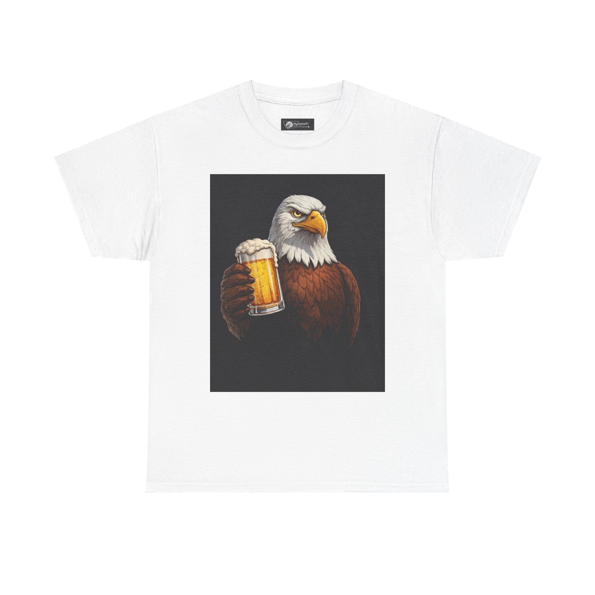 Eagle with Beer T‑Shirt — "It’s Happy Hour Somewhere" Patriotic Graphic Tee