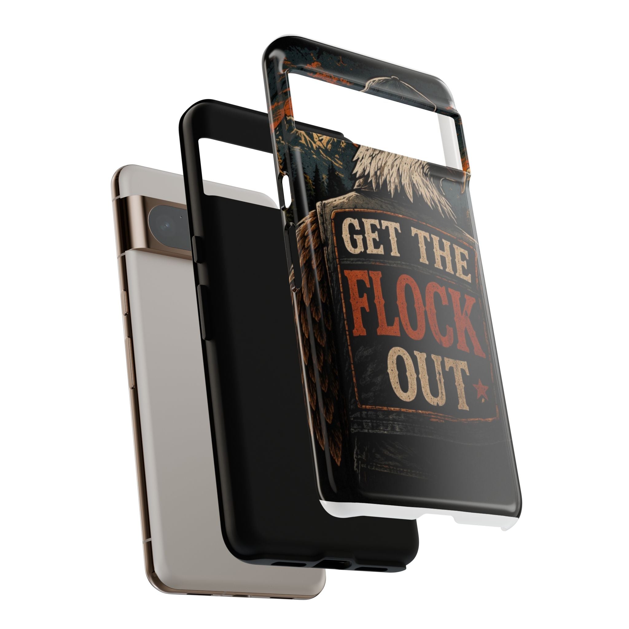 Phone Case — 'Get the Flock Out' Eagle Design Rugged Protective Cover
