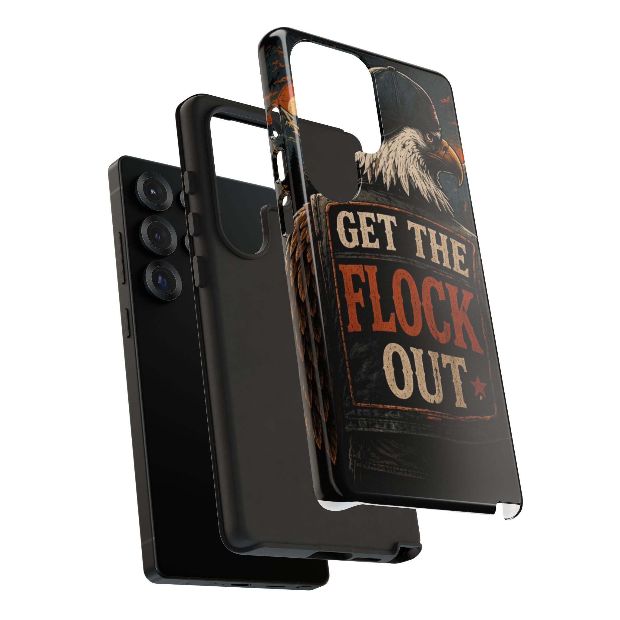 Phone Case — 'Get the Flock Out' Eagle Design Rugged Protective Cover