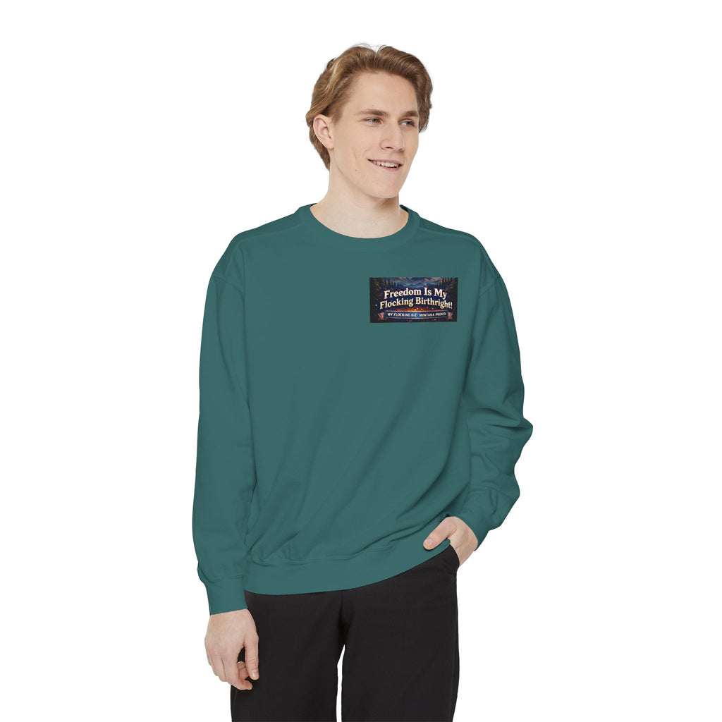 Freedom Is My Flocking Birthright Sweatshirt — Eagle & Fireworks Patriotic Crewneck