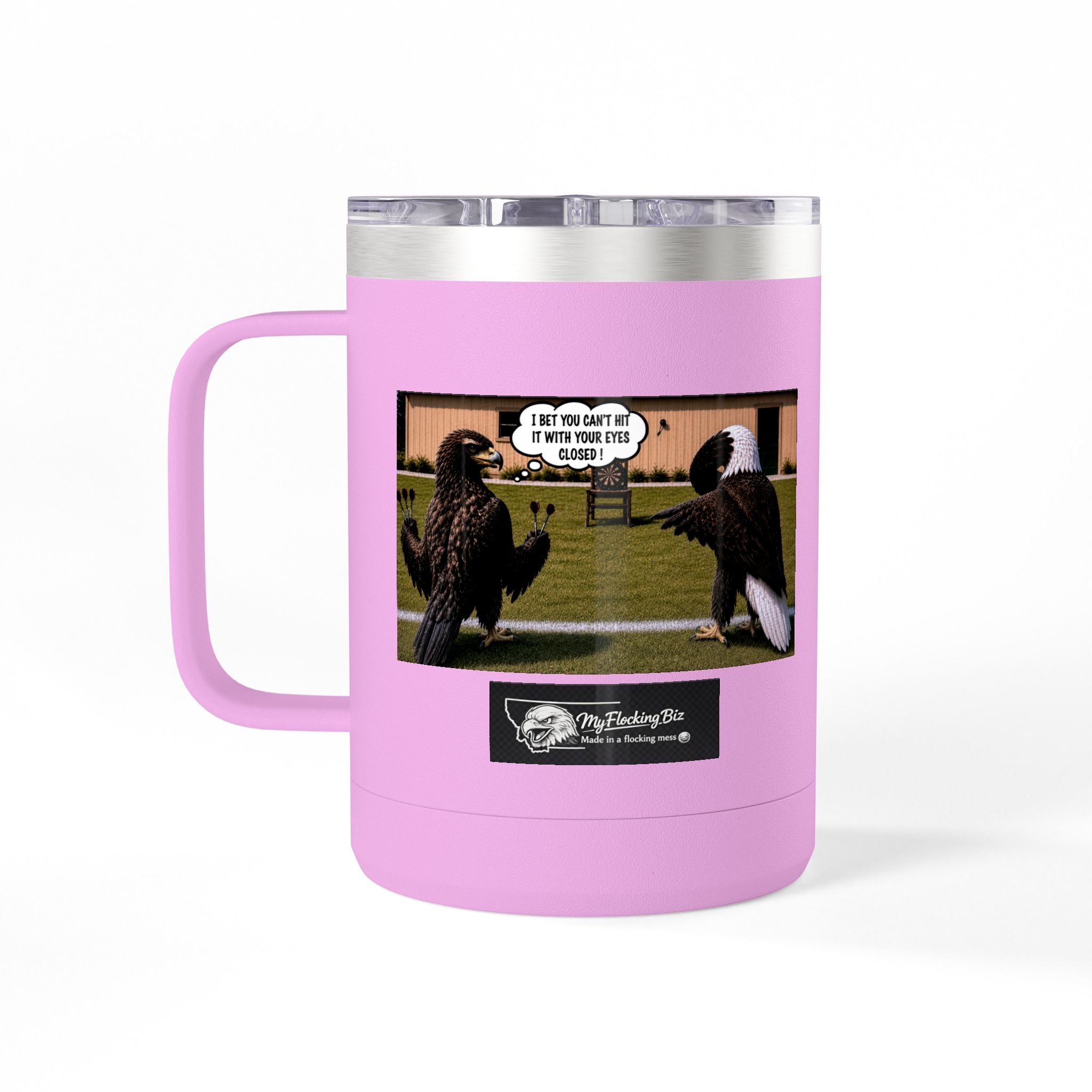 15oz Funny Turkey Dartboard Coffee Tumbler – "Well... at least my flocking darts are in a row"