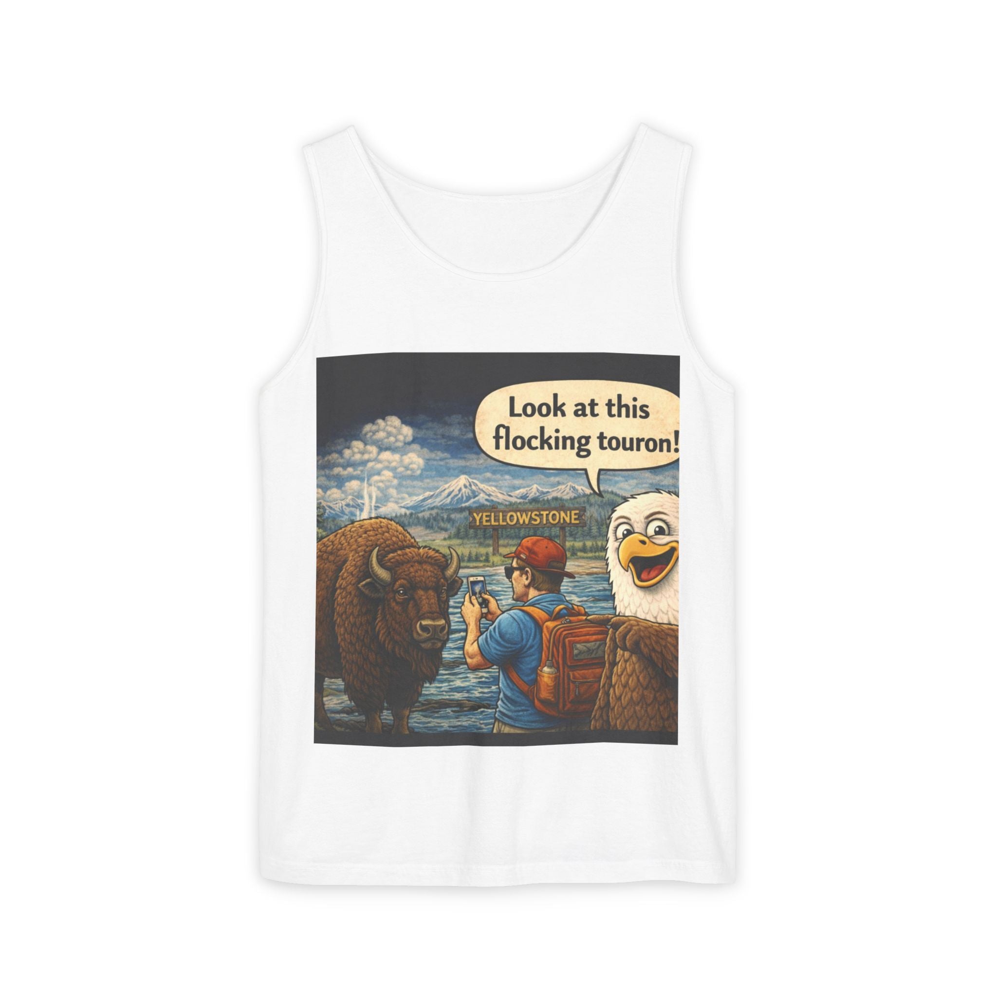 Funny tourists shirt with funny pun Unisex Garment-Dyed Tank Top