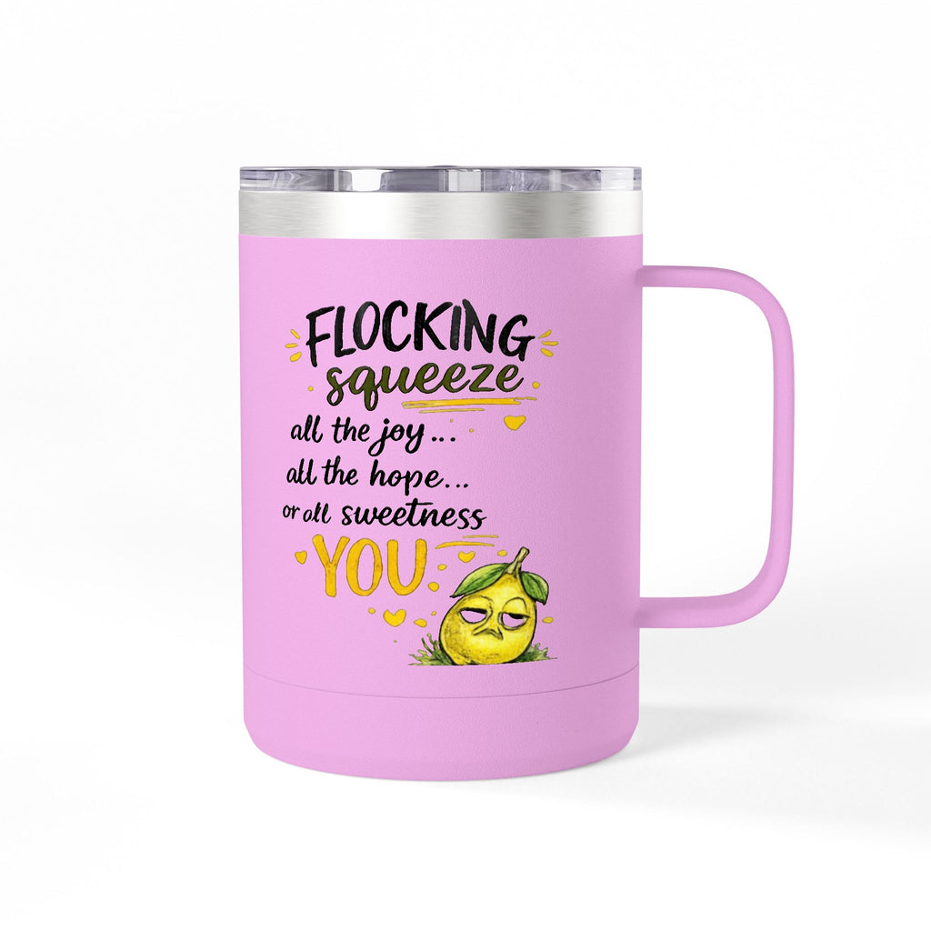 Flocking Squeeze 15oz Insulated Coffee Mug Tumbler – Cute Lemon Pun Gift