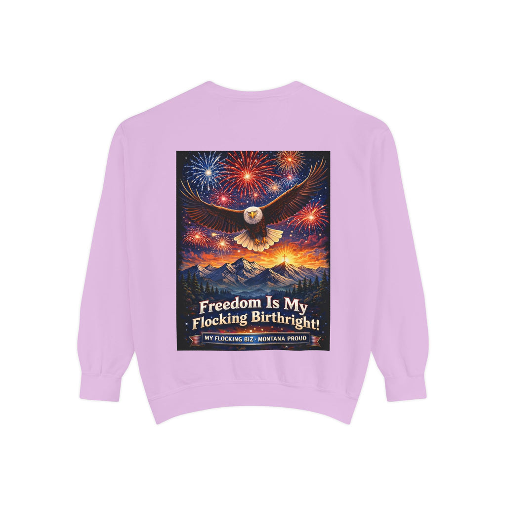 Freedom Is My Flocking Birthright Sweatshirt — Eagle & Fireworks Patriotic Crewneck