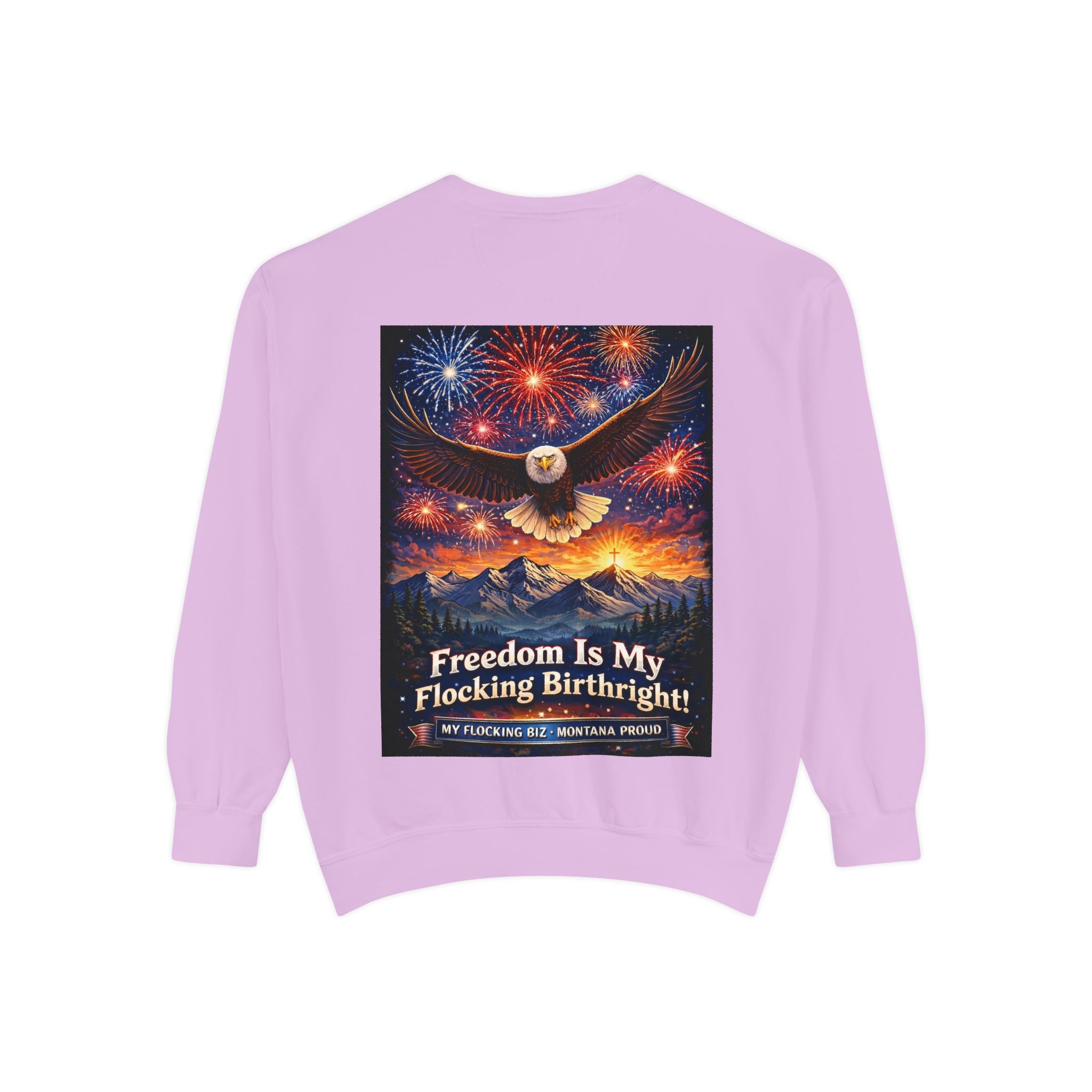 Freedom Is My Flocking Birthright Sweatshirt — Eagle & Fireworks Patriotic Crewneck