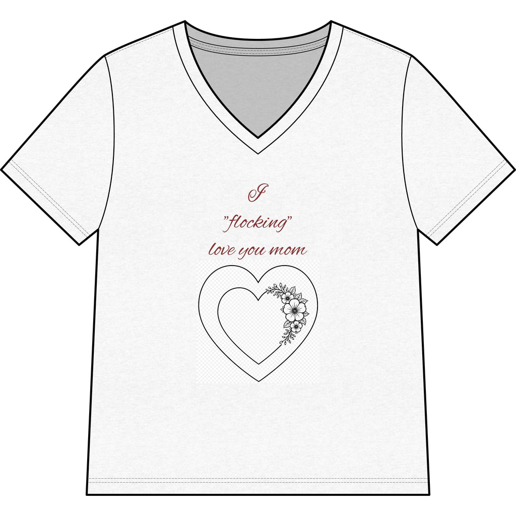 Say Happy Mother's Day with this Heart Tee with flowers that will not wilt — "A Mother's Love is Forever" V‑Neck