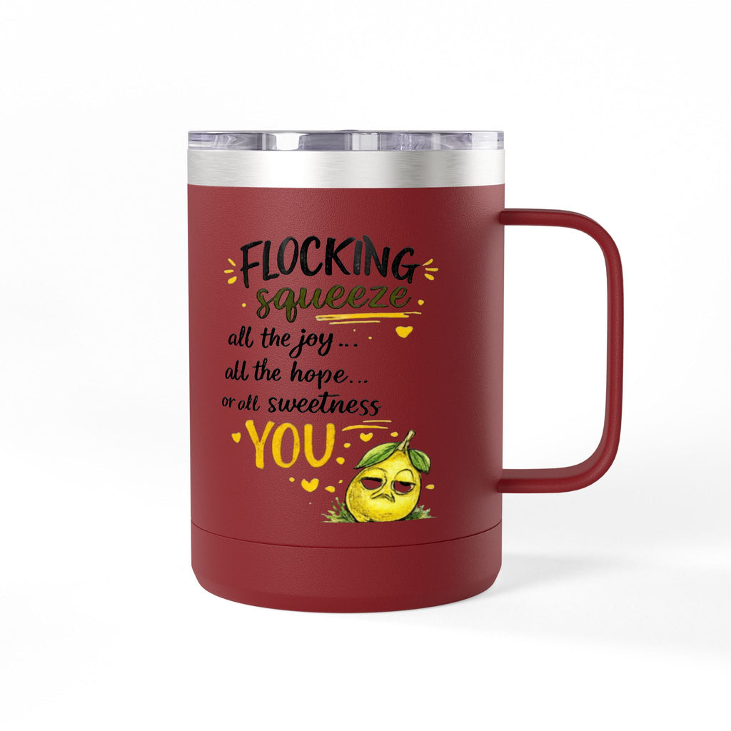 Flocking Squeeze 15oz Insulated Coffee Mug Tumbler – Cute Lemon Pun Gift