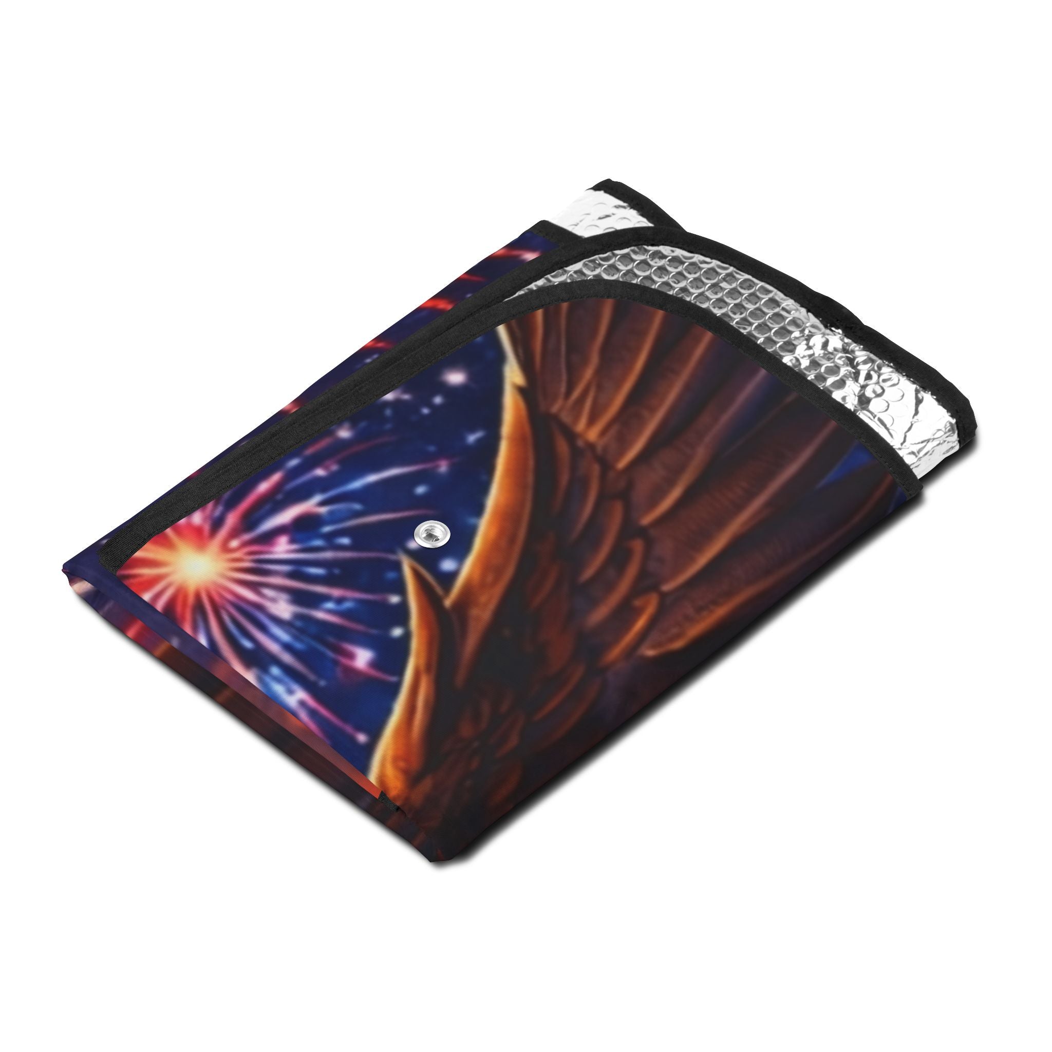 Patriotic Eagle Windshield Sunshade – Bald Eagle with Fireworks Car Sun Shade