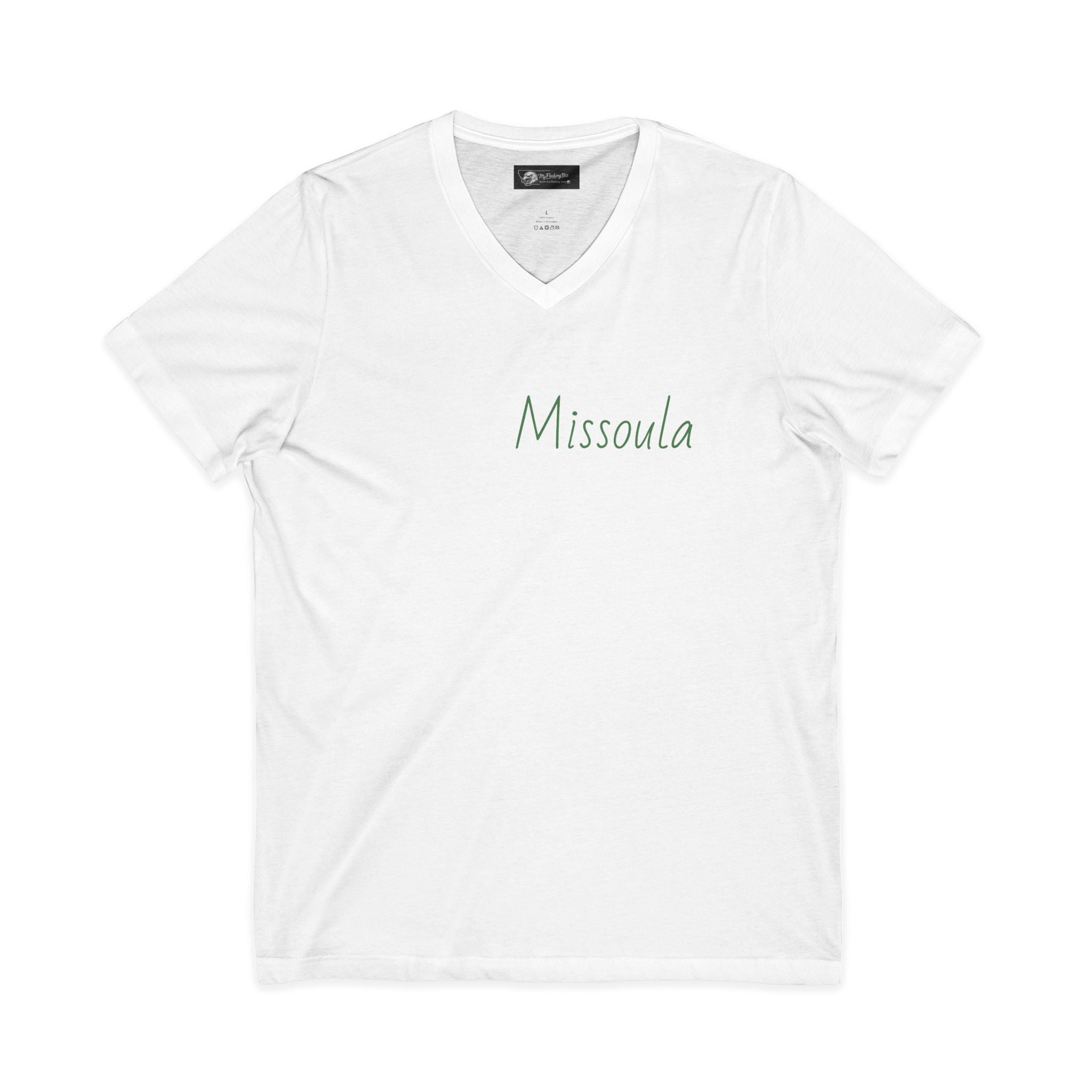 Missoula Montana V-Neck Tee — 'Missoula 30 miles outside <- Montana' Casual City Pride Shirt