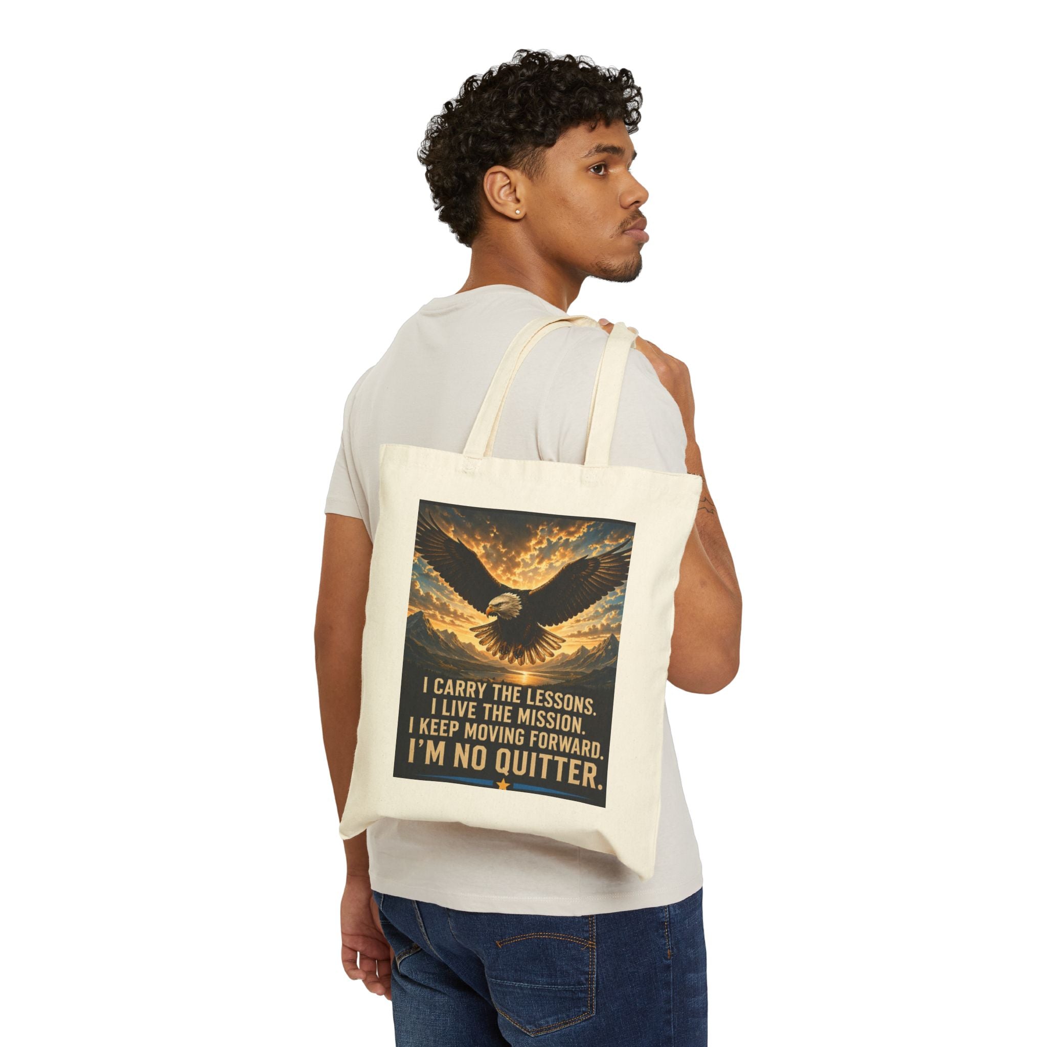 Inspirational Tote Bag it doesn't just carry items but your feelings — Inspirational Eagle Tote “I Carry the Lessons... I’m No Quitter”