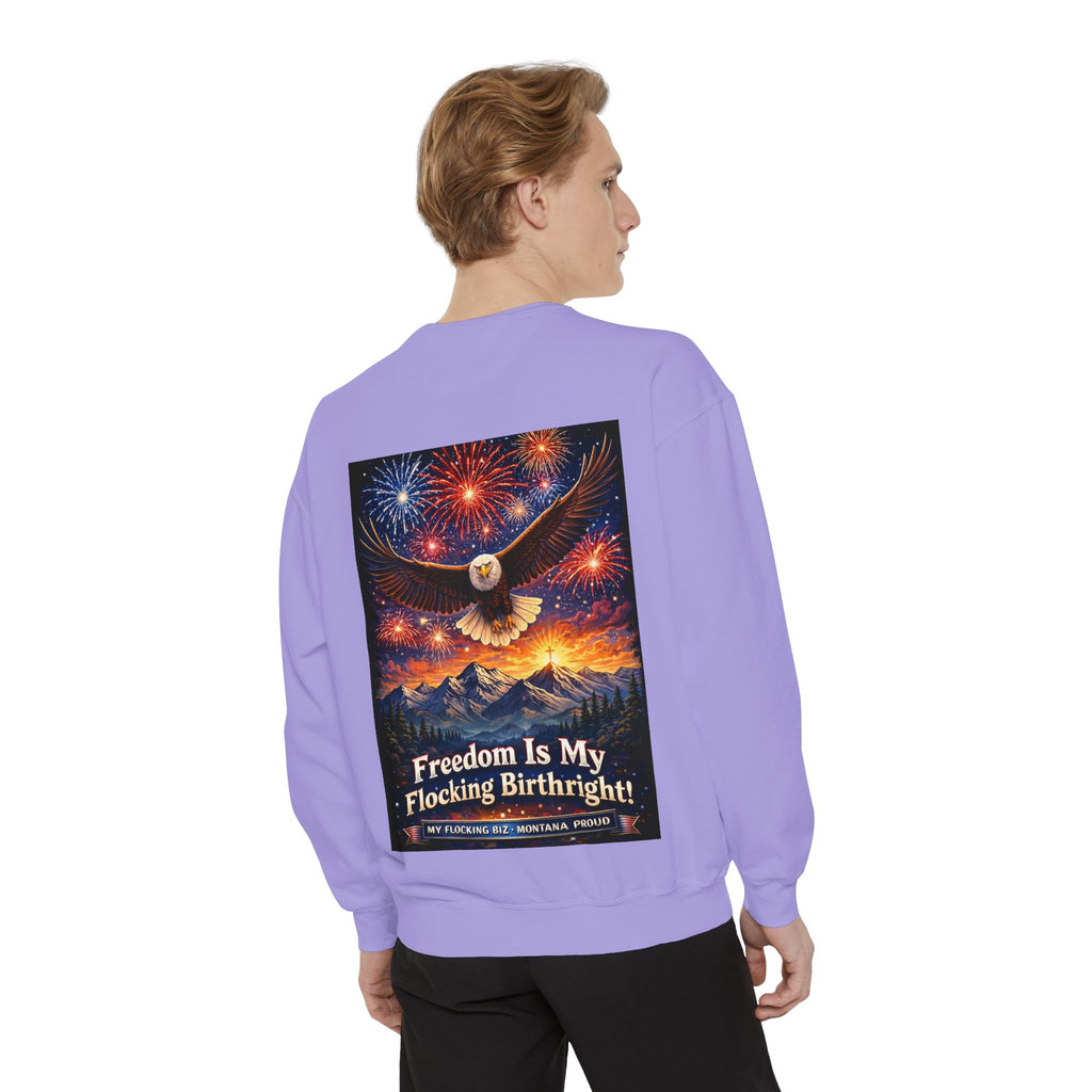 Freedom Is My Flocking Birthright Sweatshirt — Eagle & Fireworks Patriotic Crewneck