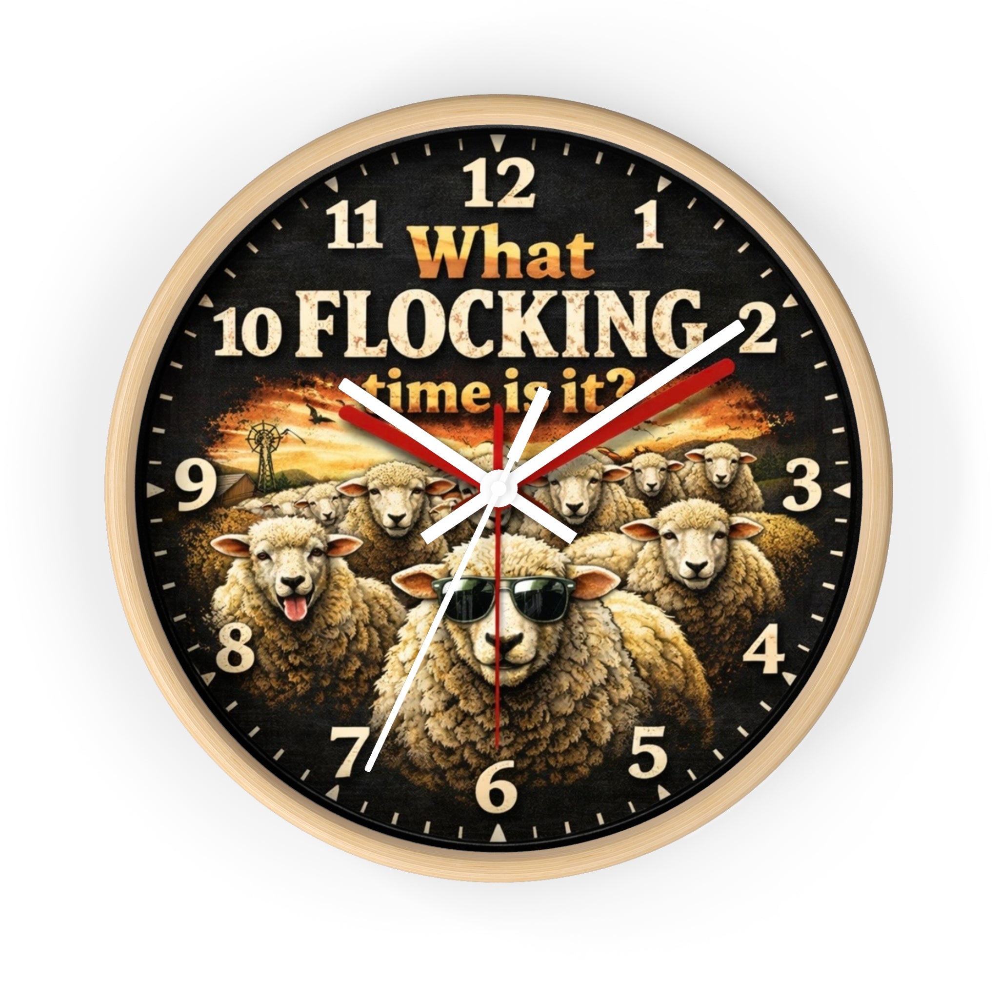 What Flocking Time Is It? Sheep Wall Clock — Funny Farm Animal Decor