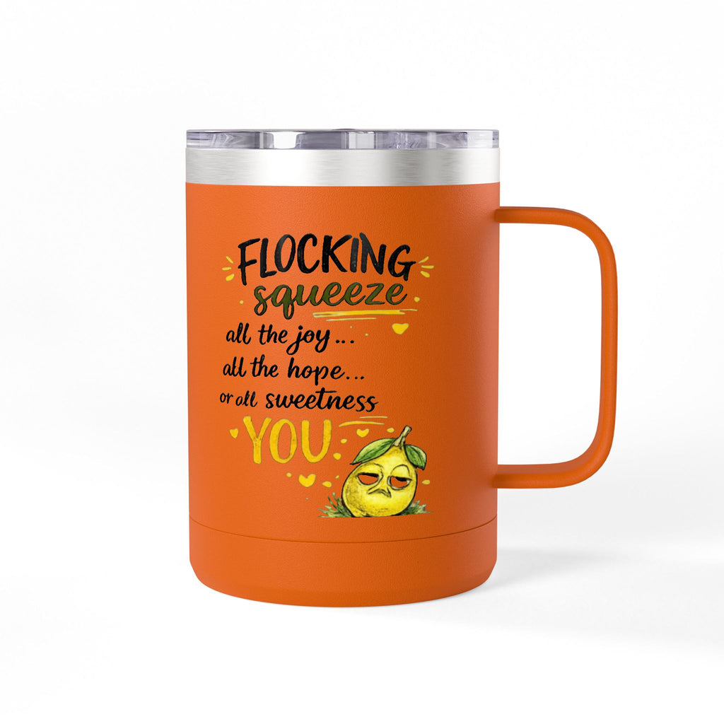 Flocking Squeeze 15oz Insulated Coffee Mug Tumbler – Cute Lemon Pun Gift