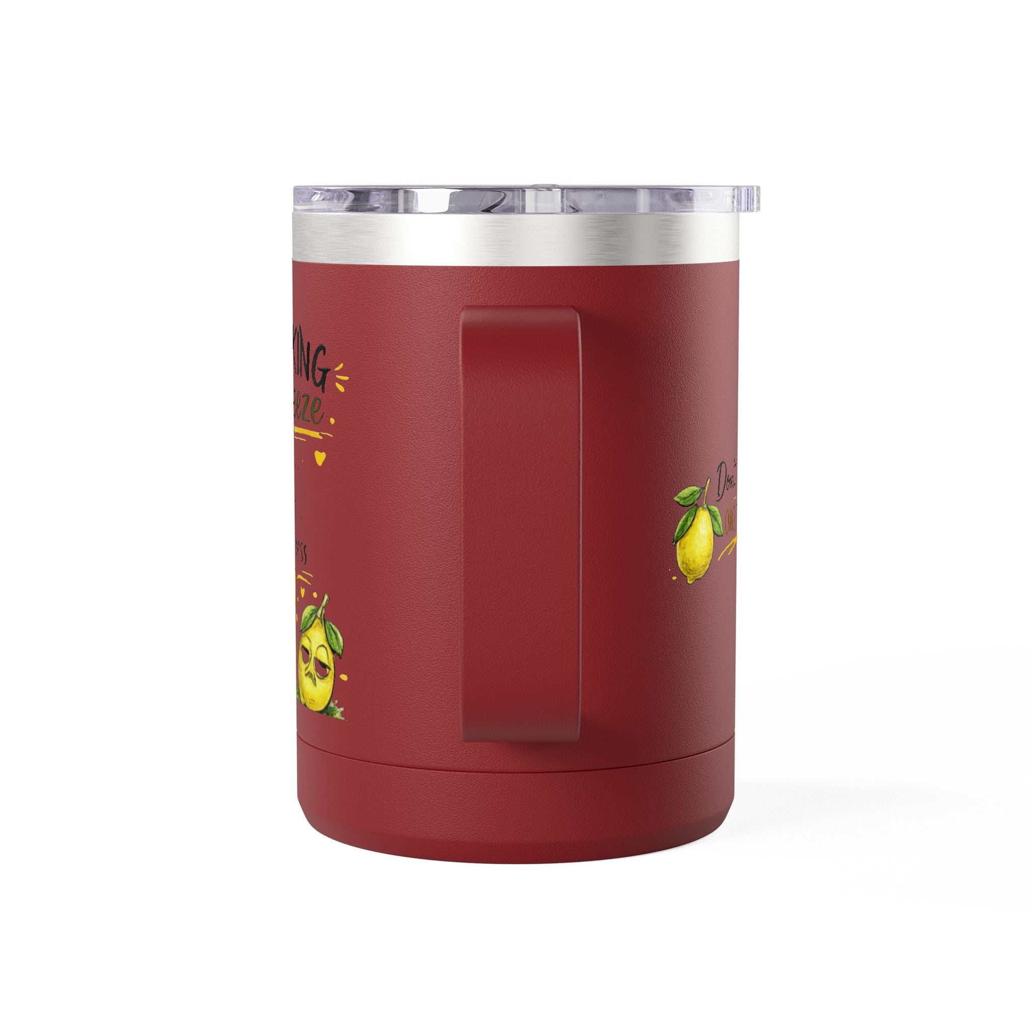 Flocking Squeeze 15oz Insulated Coffee Mug Tumbler – Cute Lemon Pun Gift