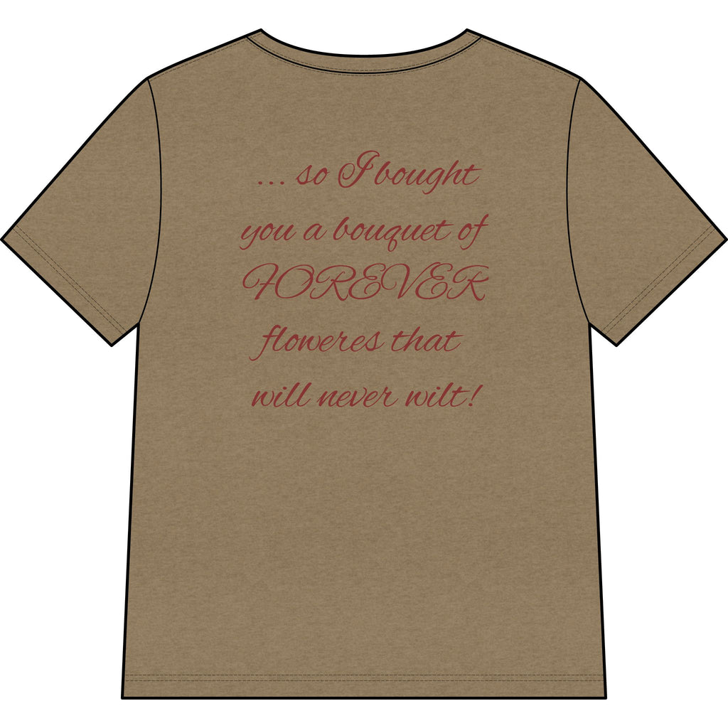 Say Happy Mother's Day with this Heart Tee with flowers that will not wilt — "A Mother's Love is Forever" V‑Neck