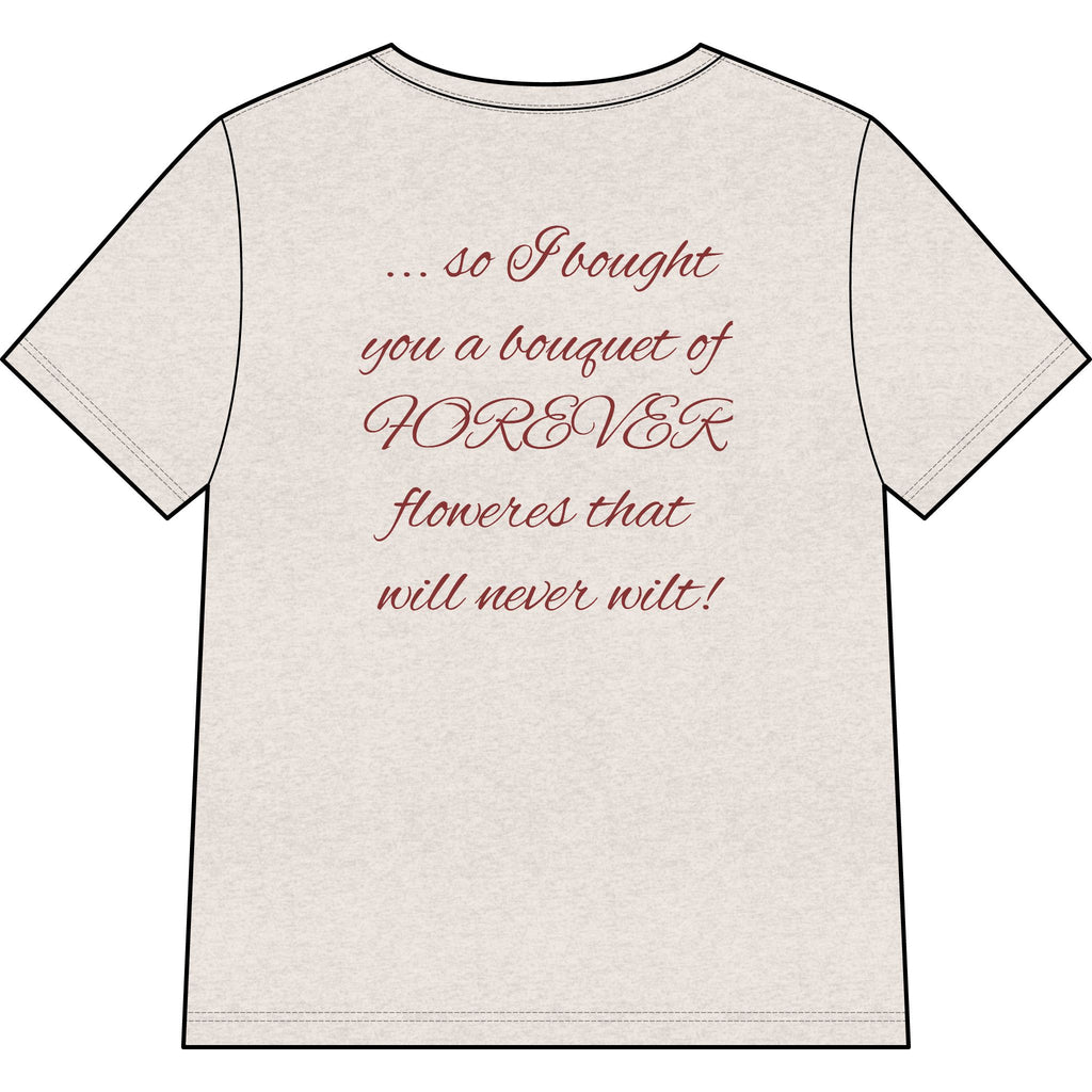 Say Happy Mother's Day with this Heart Tee with flowers that will not wilt — "A Mother's Love is Forever" V‑Neck