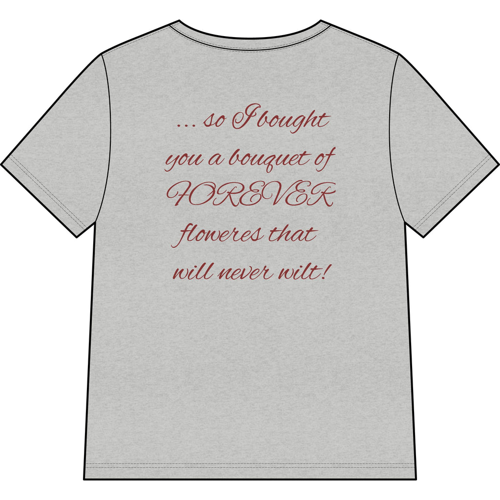 Say Happy Mother's Day with this Heart Tee with flowers that will not wilt — "A Mother's Love is Forever" V‑Neck