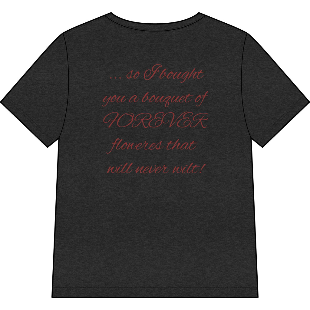 Say Happy Mother's Day with this Heart Tee with flowers that will not wilt — "A Mother's Love is Forever" V‑Neck