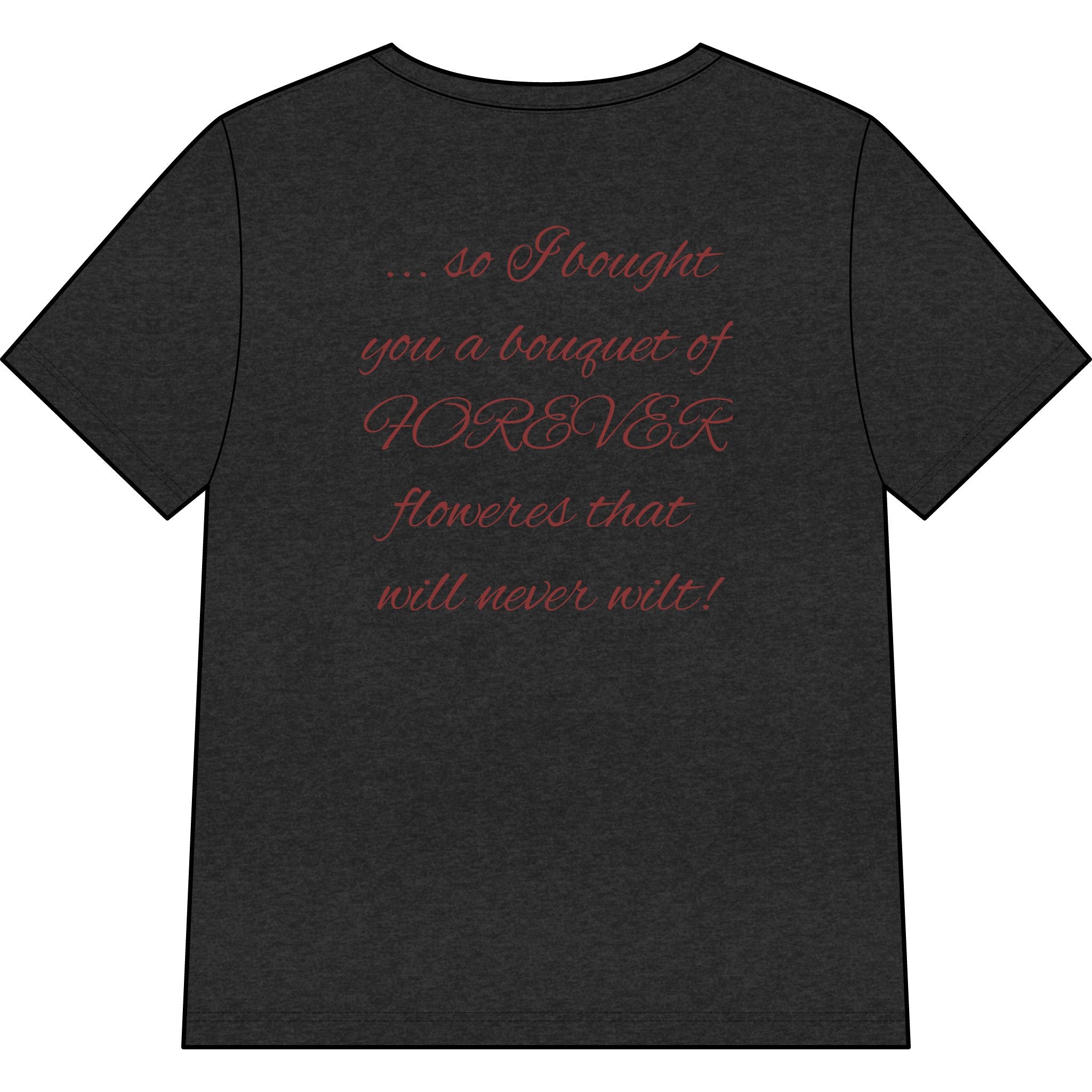 Say Happy Mother's Day with this Heart Tee with flowers that will not wilt — "A Mother's Love is Forever" V‑Neck